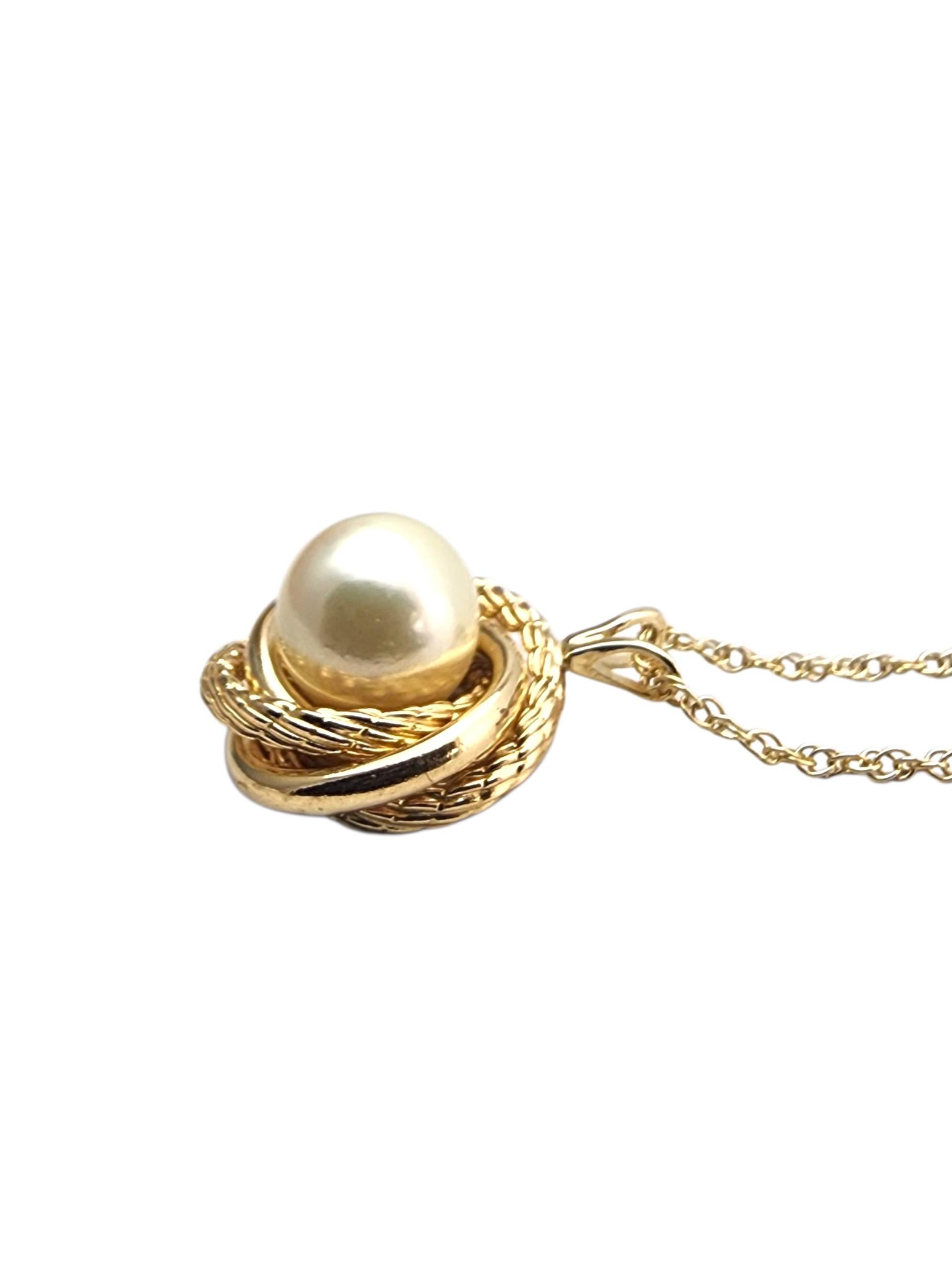 Van Dell 14K Gelbgold Perlenkette mit Anhänger #22844 im Angebot 4