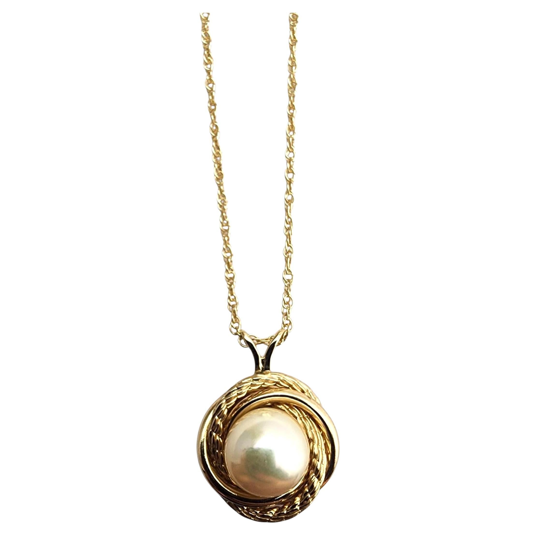 Van Dell 14K Gelbgold Perlenkette mit Anhänger #22844 im Angebot