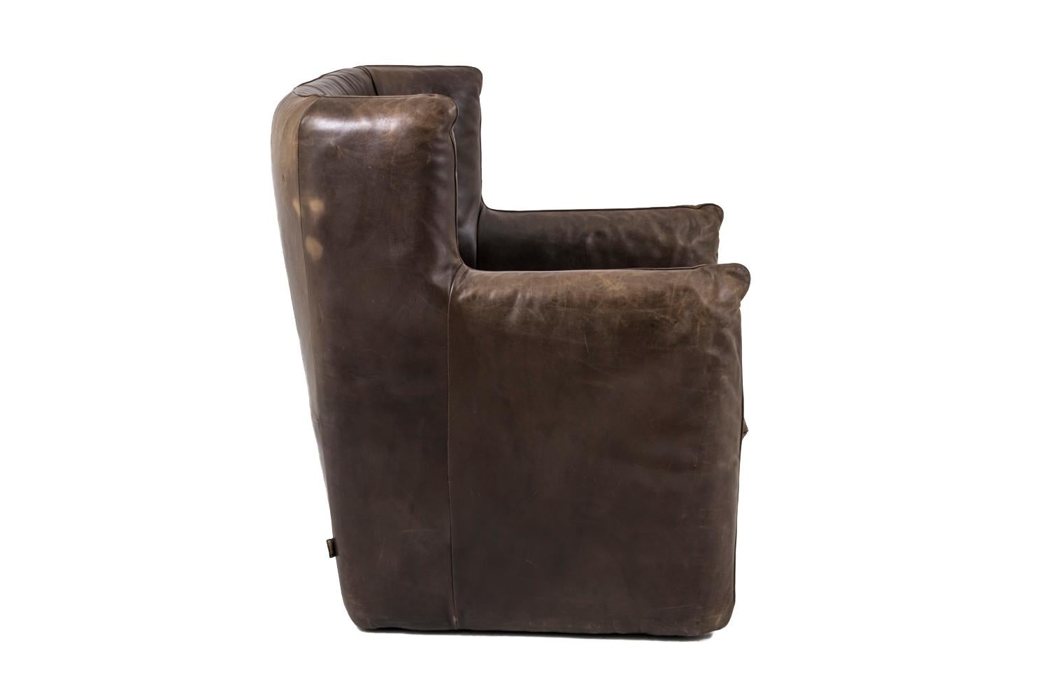 Van Den Berg for Montis, Pair of Armchairs in Brown Leather, `after 1974 In Good Condition In Saint-Ouen, FR