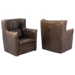 Van Den Berg for Montis, Pair of Armchairs in Brown Leather, `after 1974