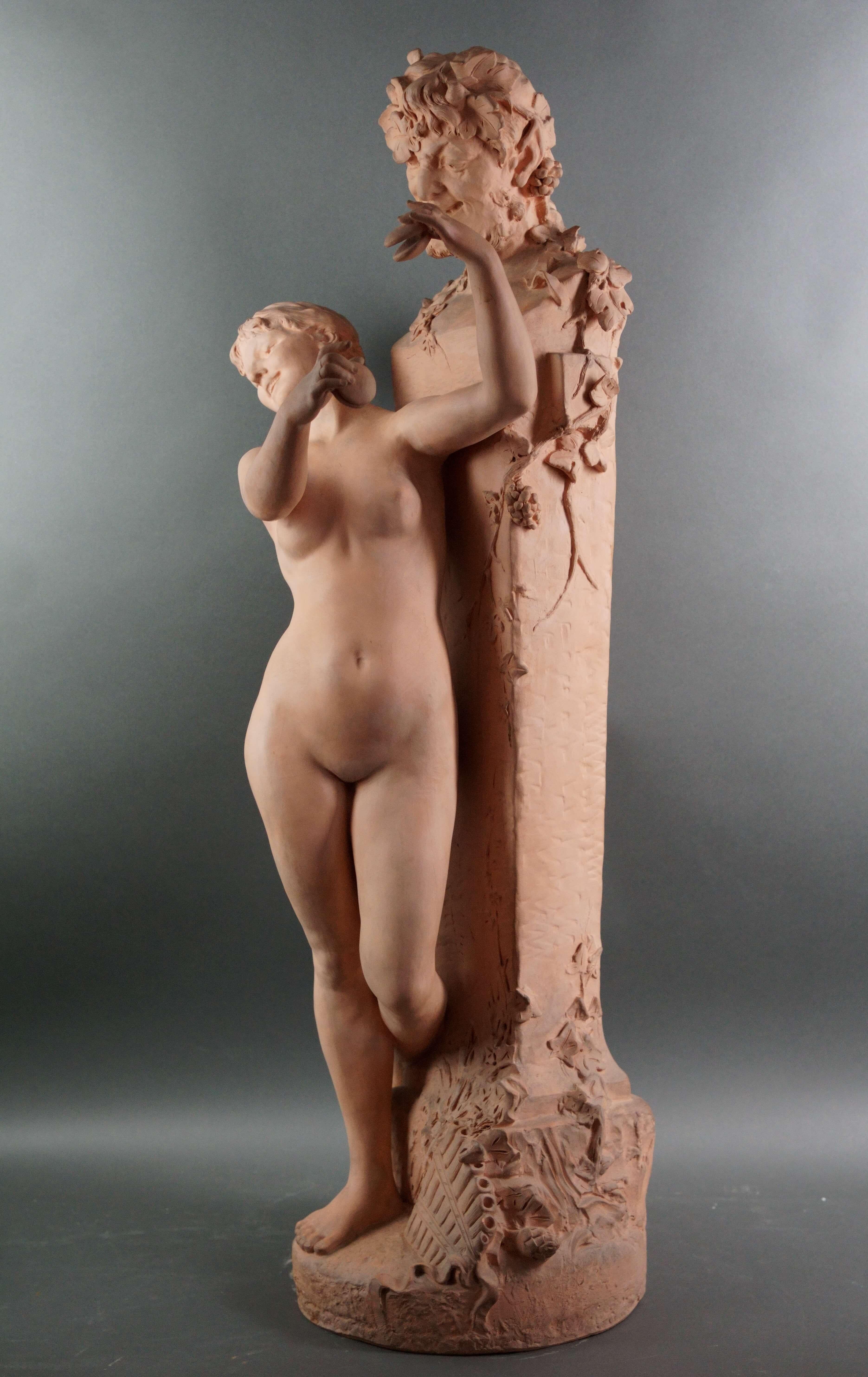Grande Gruppo in Terracotta Scultura Art Nouveau 