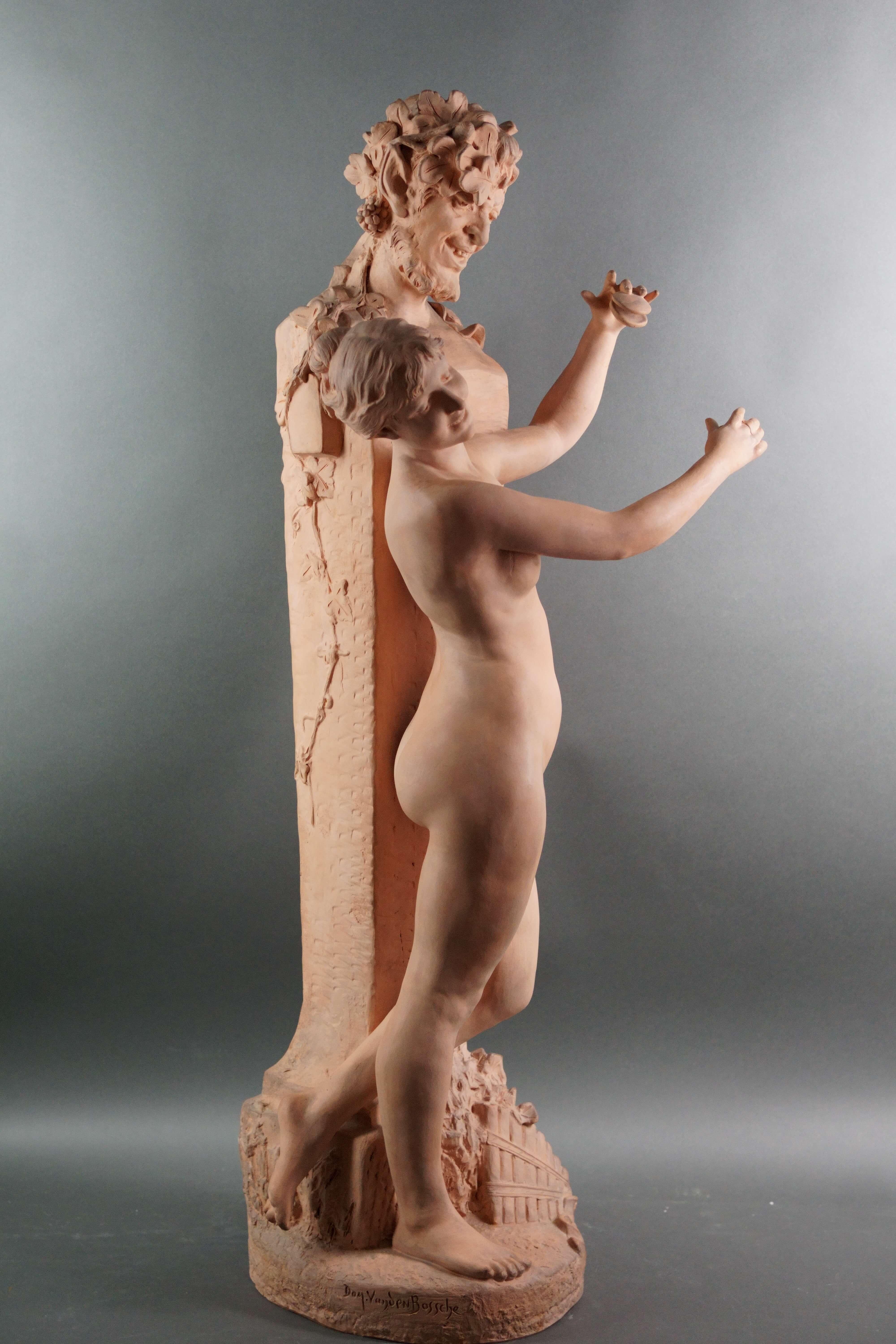 Grande Gruppo in Terracotta Scultura Art Nouveau 