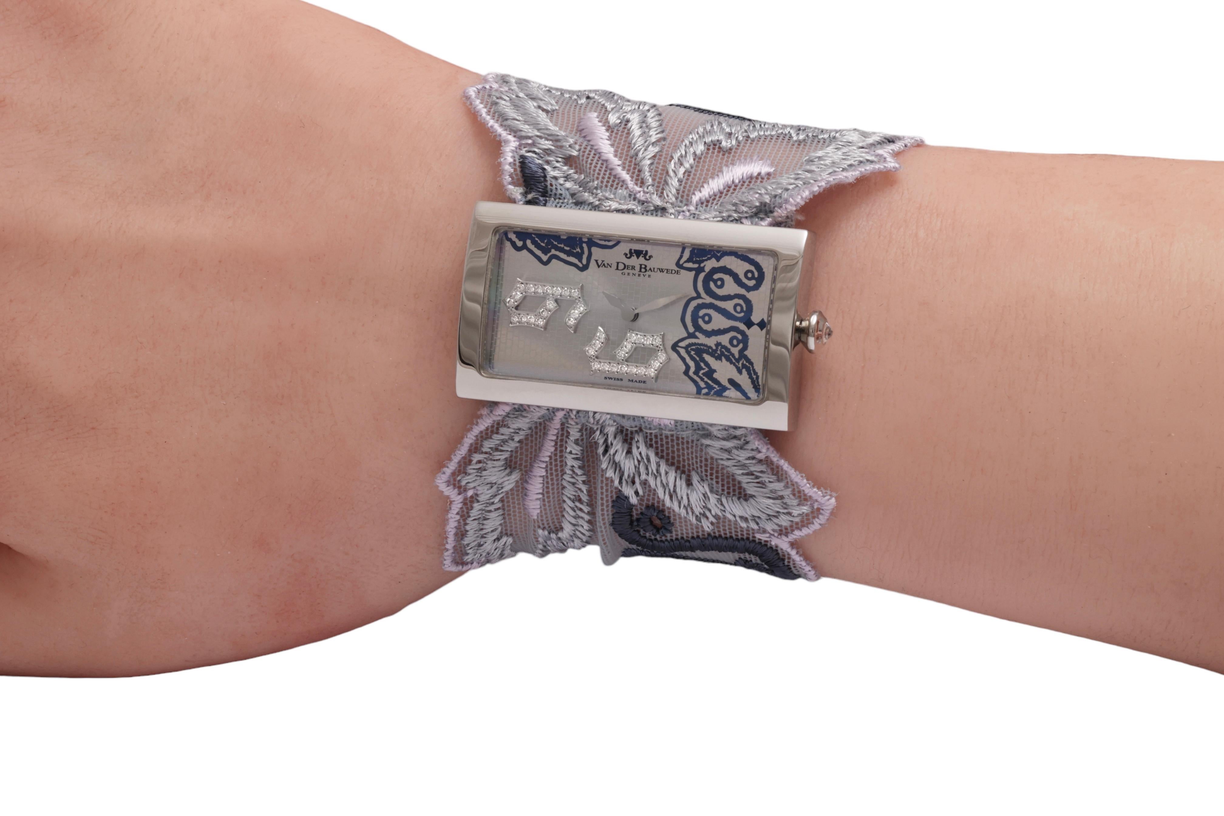 Van Der Bauwede Lace Sixty Nine Wrist Watch, Diamonds  Brand New Box and Papers For Sale 9