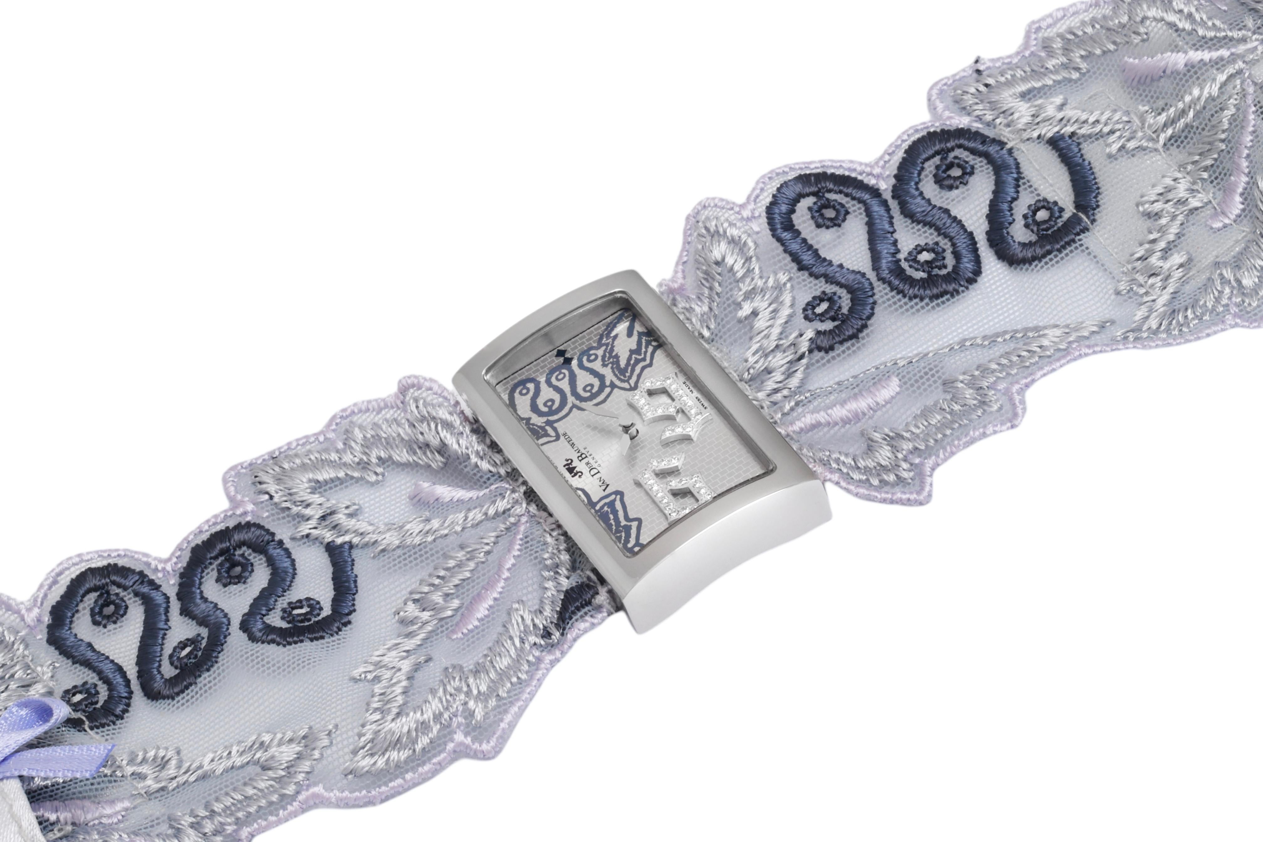 Van Der Bauwede Lace Sixty Nine Wrist Watch, Diamonds  Brand New Box and Papers In New Condition For Sale In Antwerp, BE