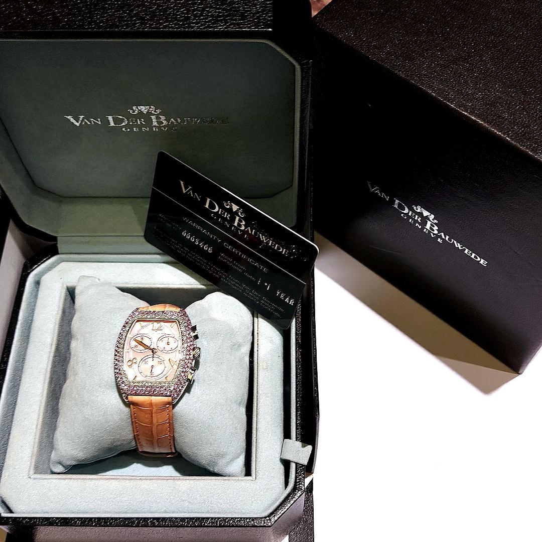 Van Der Bauwede Magnum XS Chronograph, Pink Dial with Diamonds & Pink Sapphires For Sale 1