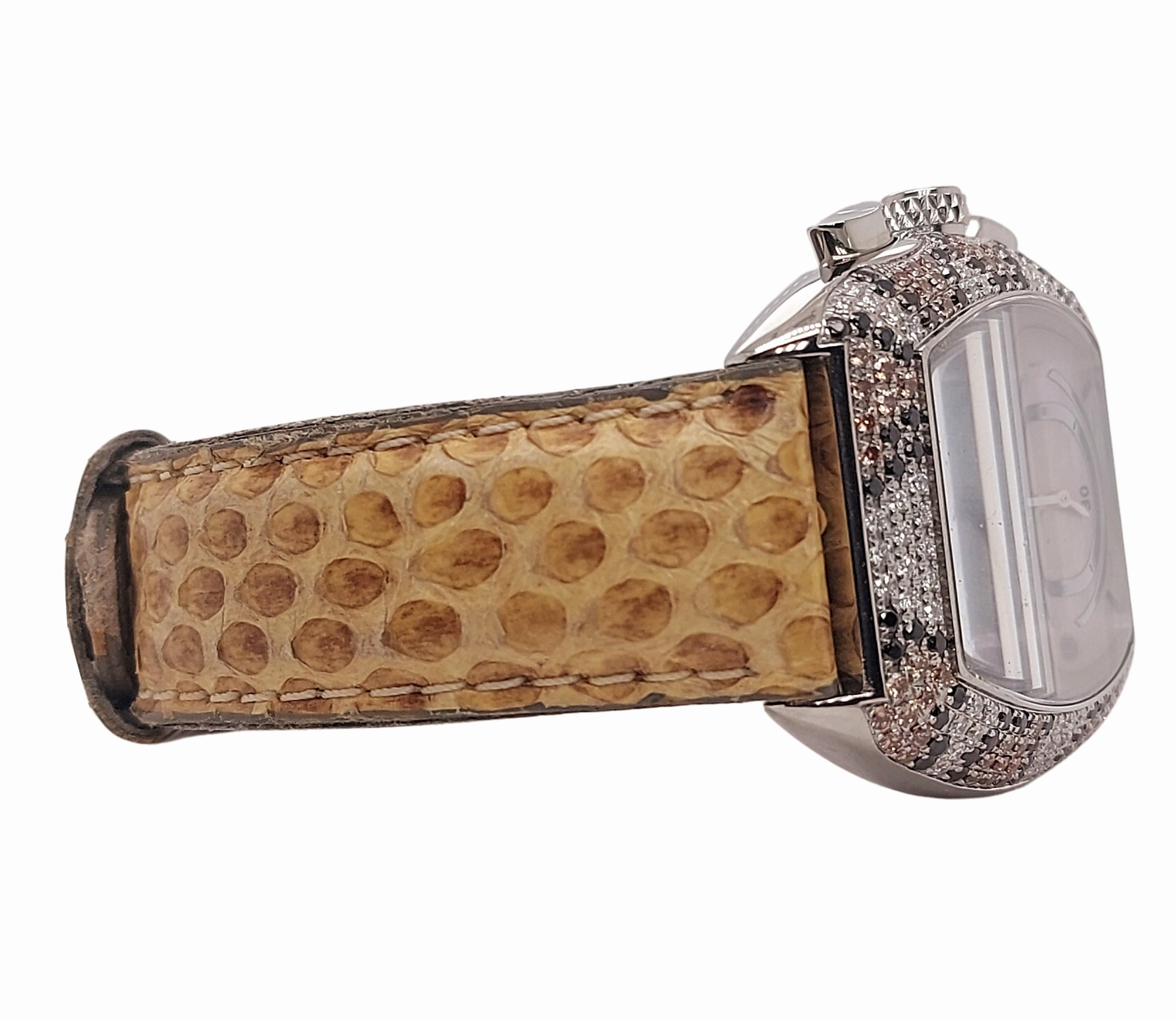 Van der Bauwede Magnum XS Chronograph Watch, Black, Cognac & White Diamonds For Sale 1