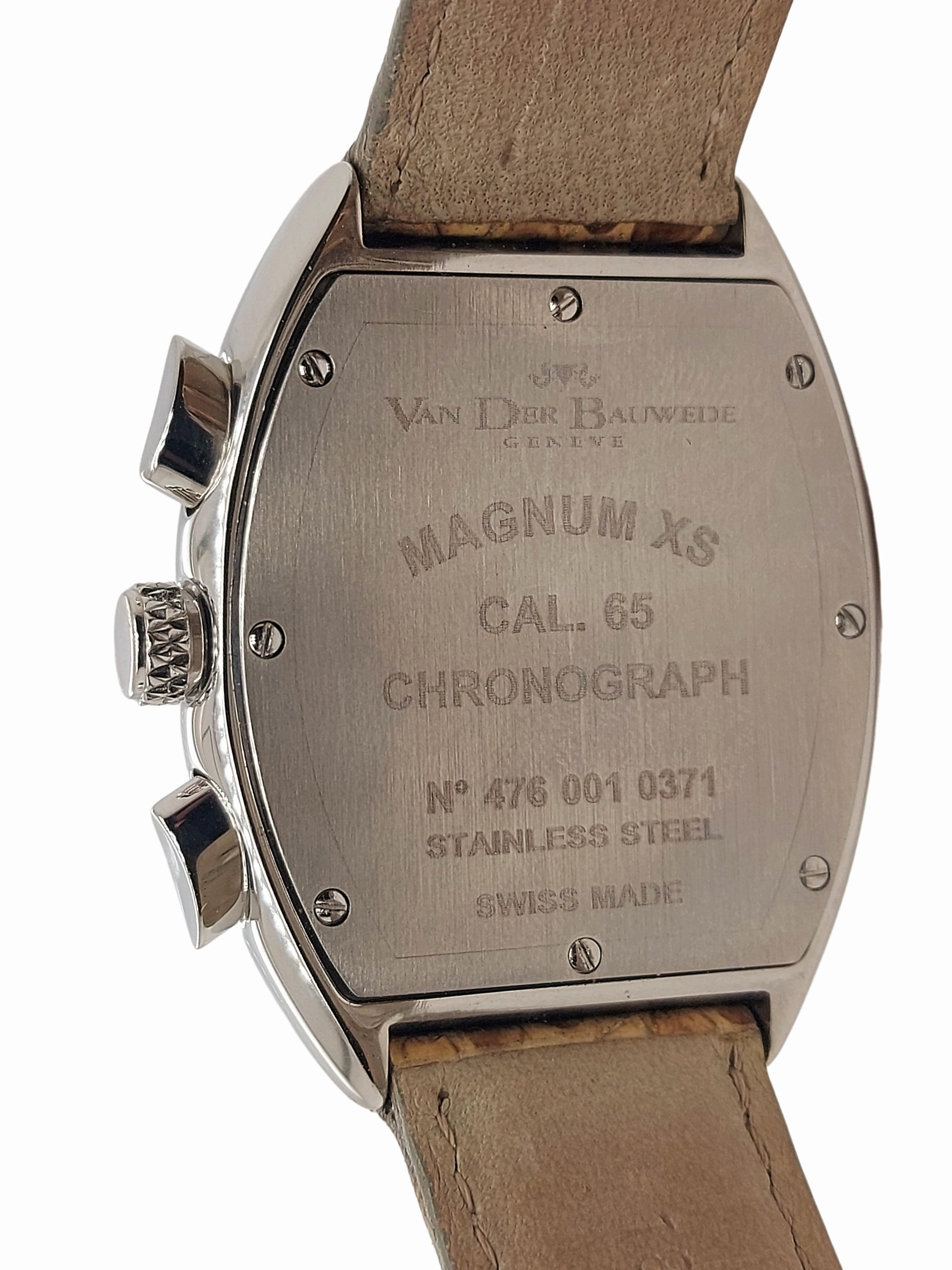 Van der Bauwede Magnum XS Chronograph Watch, Black, Cognac & White Diamonds For Sale 3