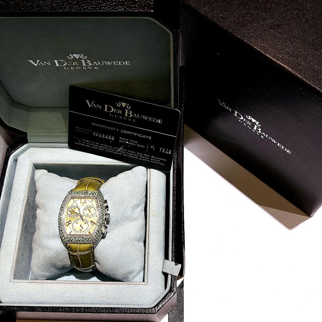 Van Der Bauwede Magnum XS silver, Chronograph, Quartz with Diamonds & Tsavorite For Sale 3