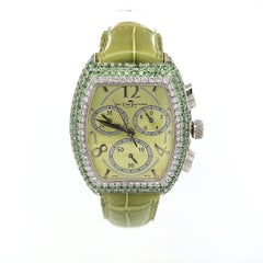 Van Der Bauwede Magnum XS argent, chronographe, quartz avec diamants et tsavorite