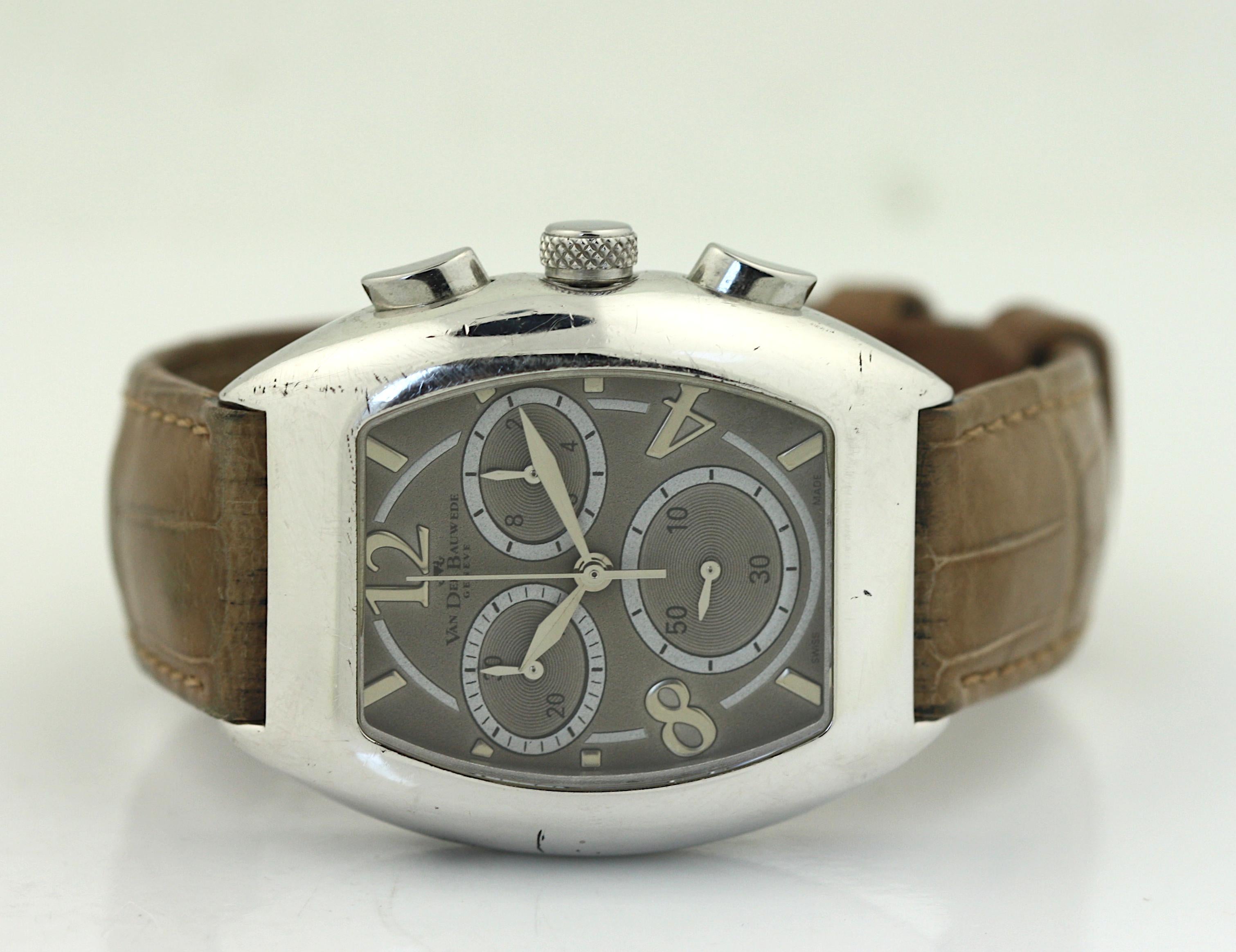 Van Der Bauwede, Silberne Armbanduhr signiert Magnum XS, Van Der Bauwede im Angebot 1