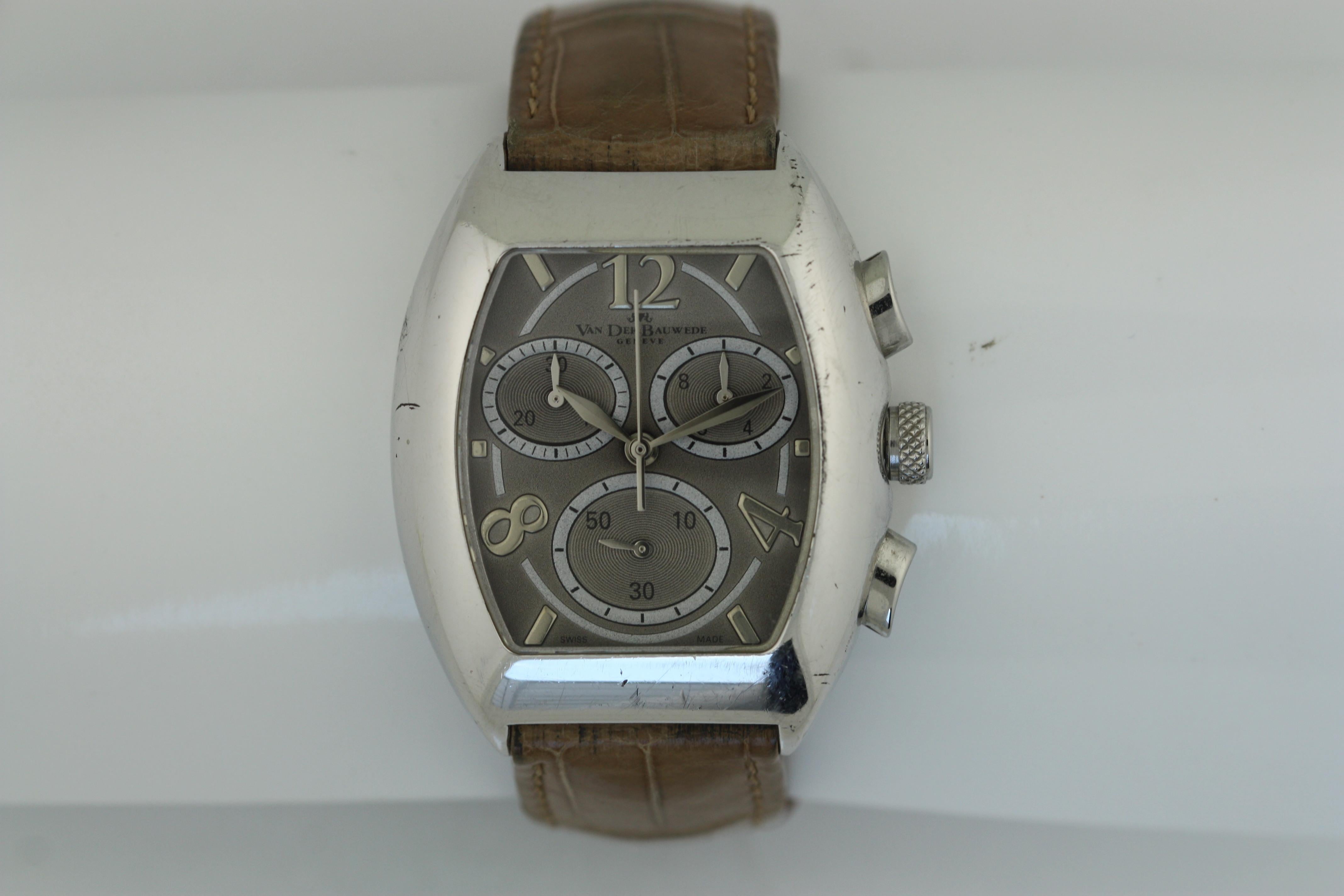 Van Der Bauwede, Silberne Armbanduhr signiert Magnum XS, Van Der Bauwede im Angebot 2