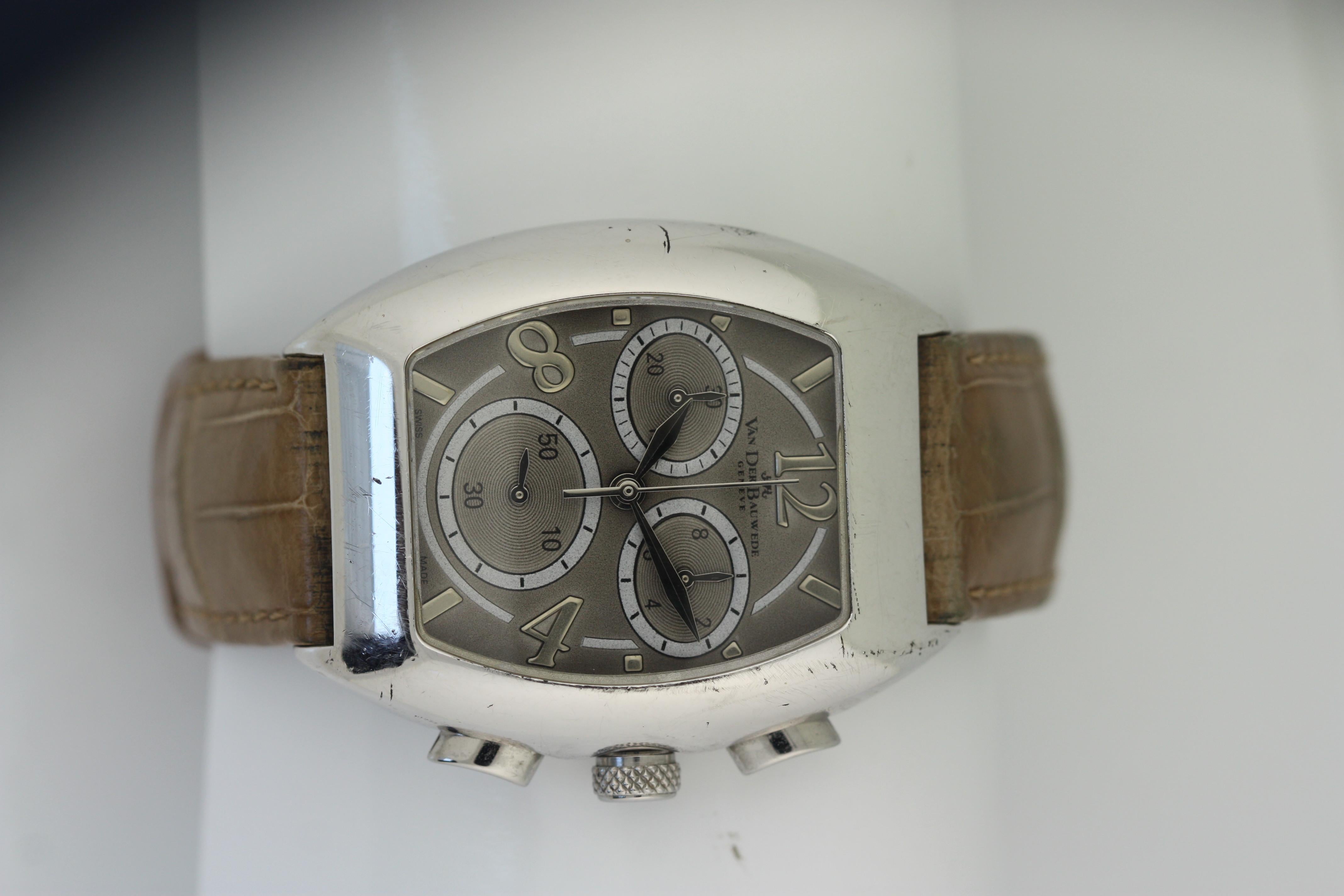 Van Der Bauwede, Silberne Armbanduhr signiert Magnum XS, Van Der Bauwede im Angebot 4