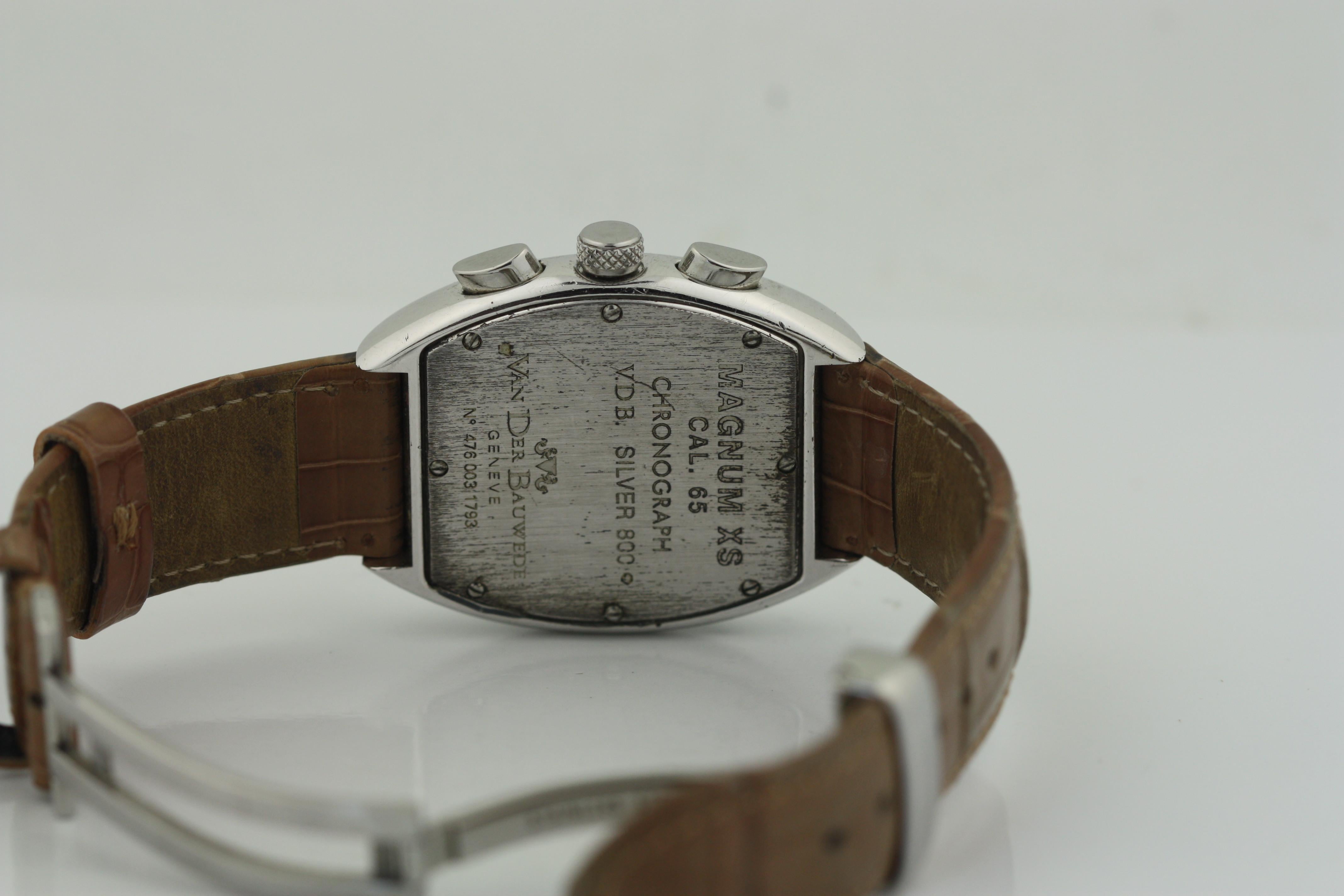 Van Der Bauwede, Silberne Armbanduhr signiert Magnum XS, Van Der Bauwede im Angebot 5