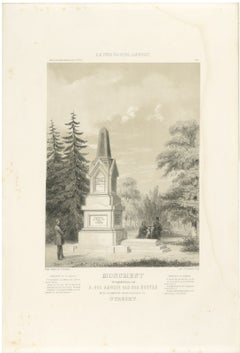 Van der Hoeven Monument, Utrecht, Dutch Architecture Print, Leliman, 1865-1866
