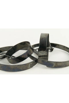 Van der Straeten Dark Silver metal Earrings Made of Two Snake Links