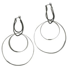 Van der Straeten Dark Silver metal Earrings Made of Two Snake Links