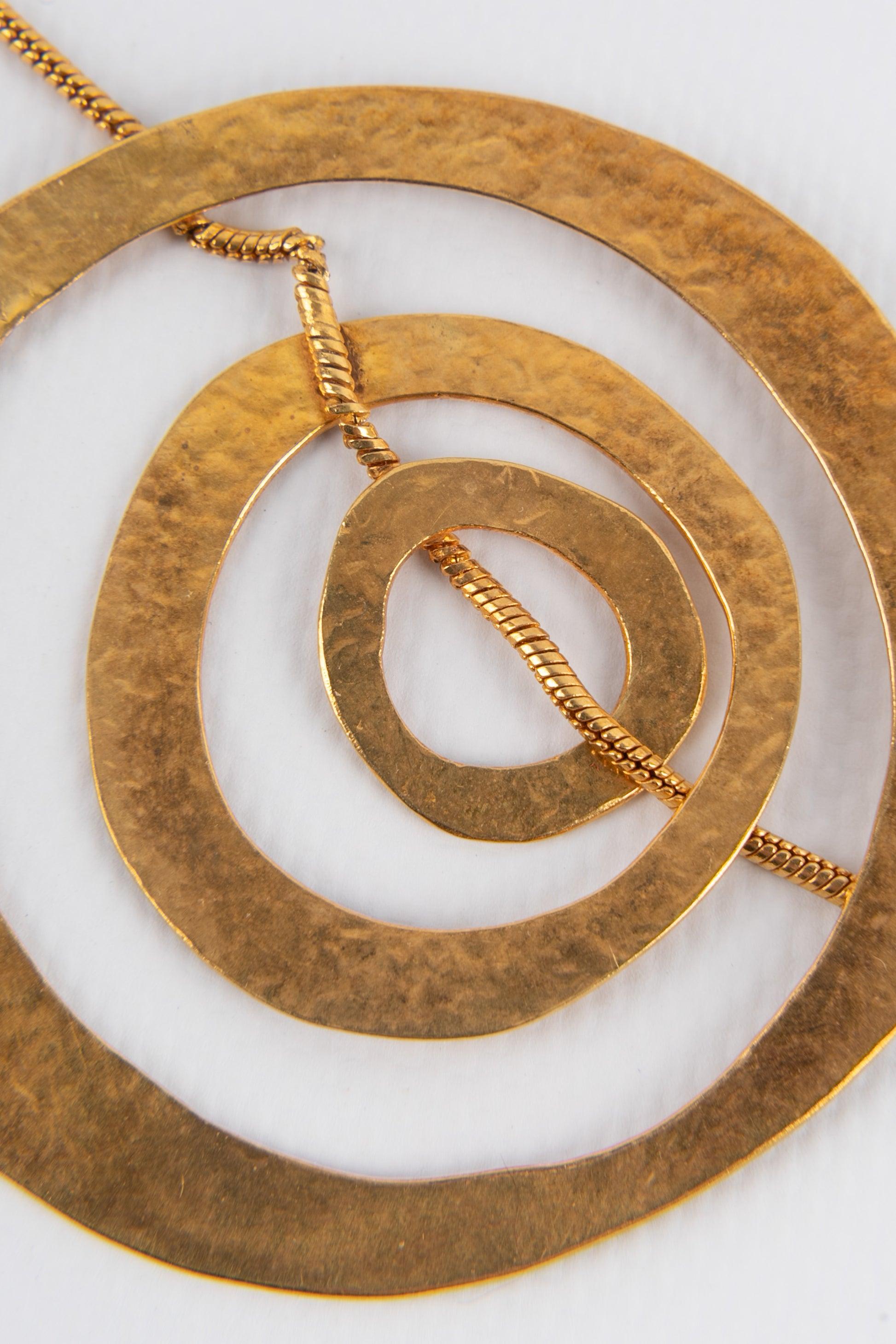 Women's Van Der Straeten Golden Beaten Brass Necklace, 2000s For Sale