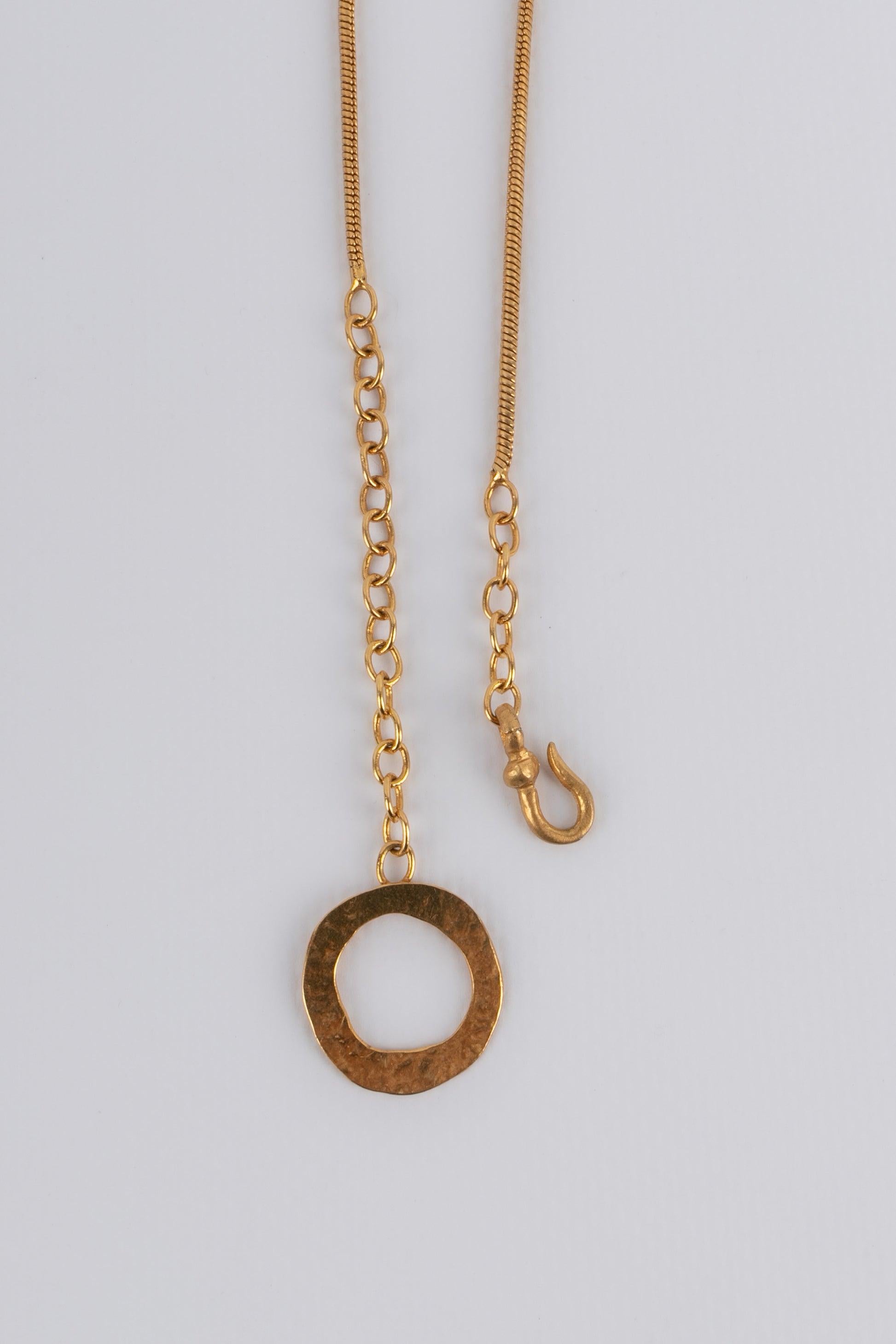 Van Der Straeten Golden Beaten Brass Necklace, 2000s For Sale 1