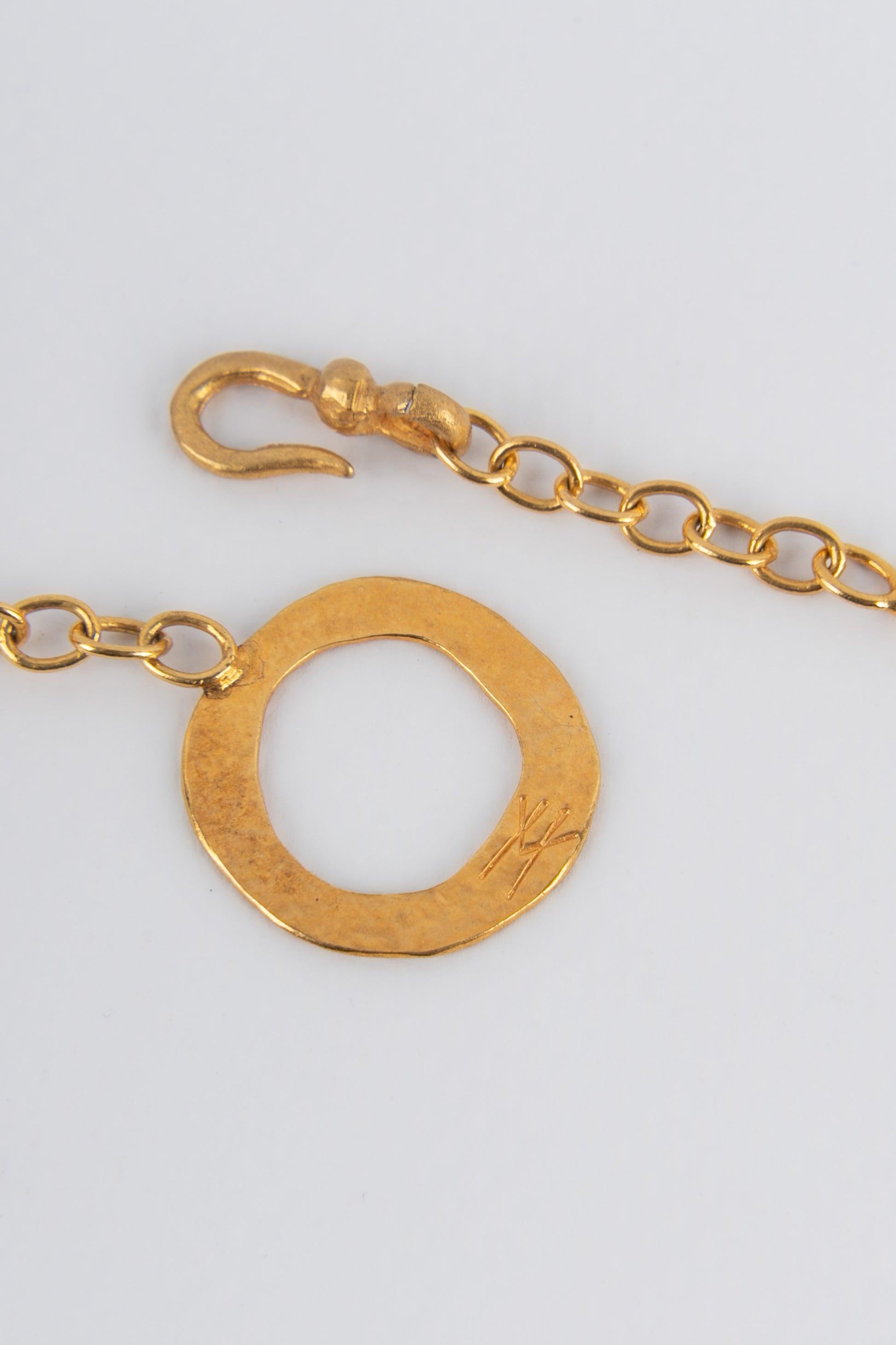Van Der Straeten Golden Beaten Brass Necklace, 2000s For Sale 2