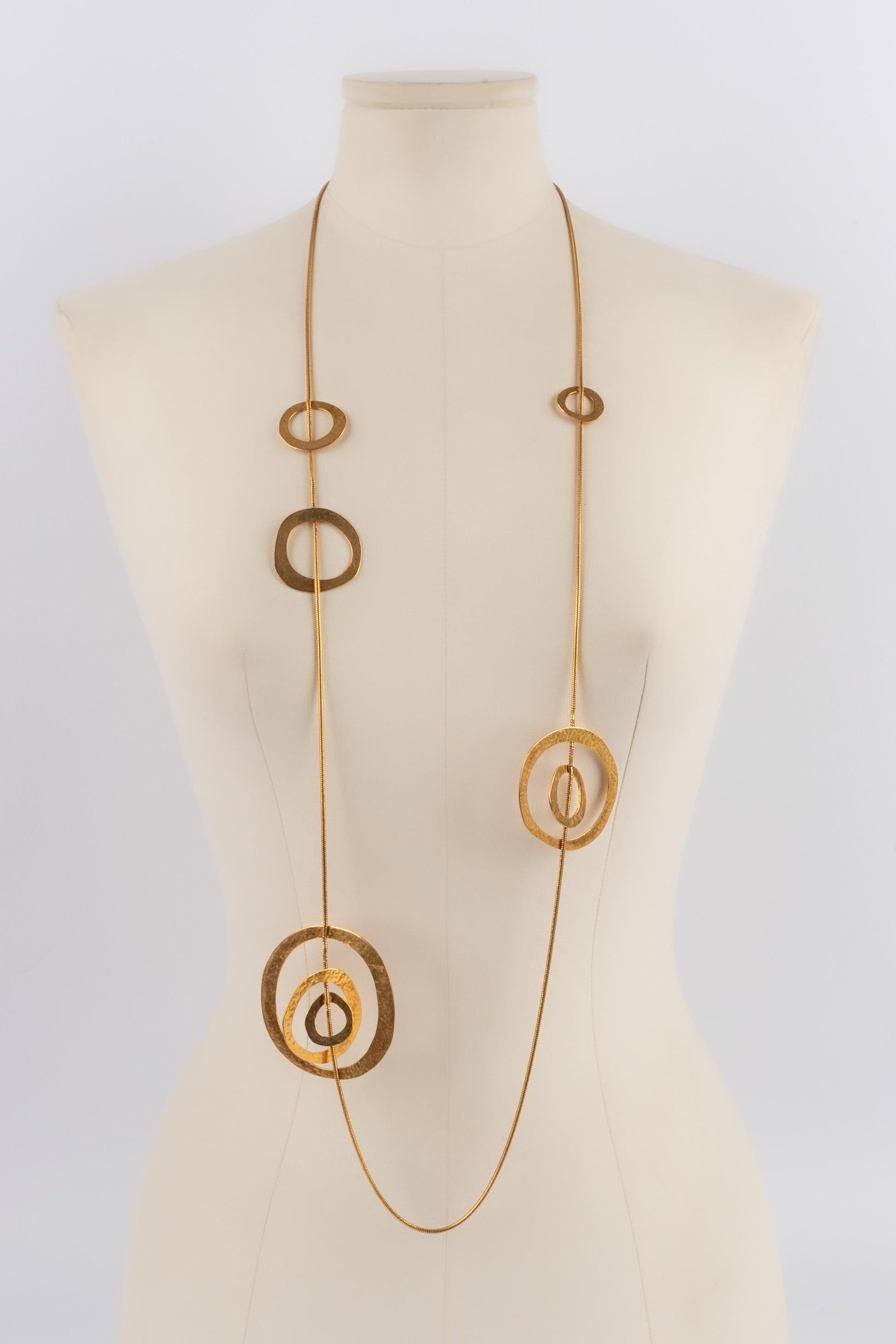 Van Der Straeten Golden Beaten Brass Necklace, 2000s For Sale 3