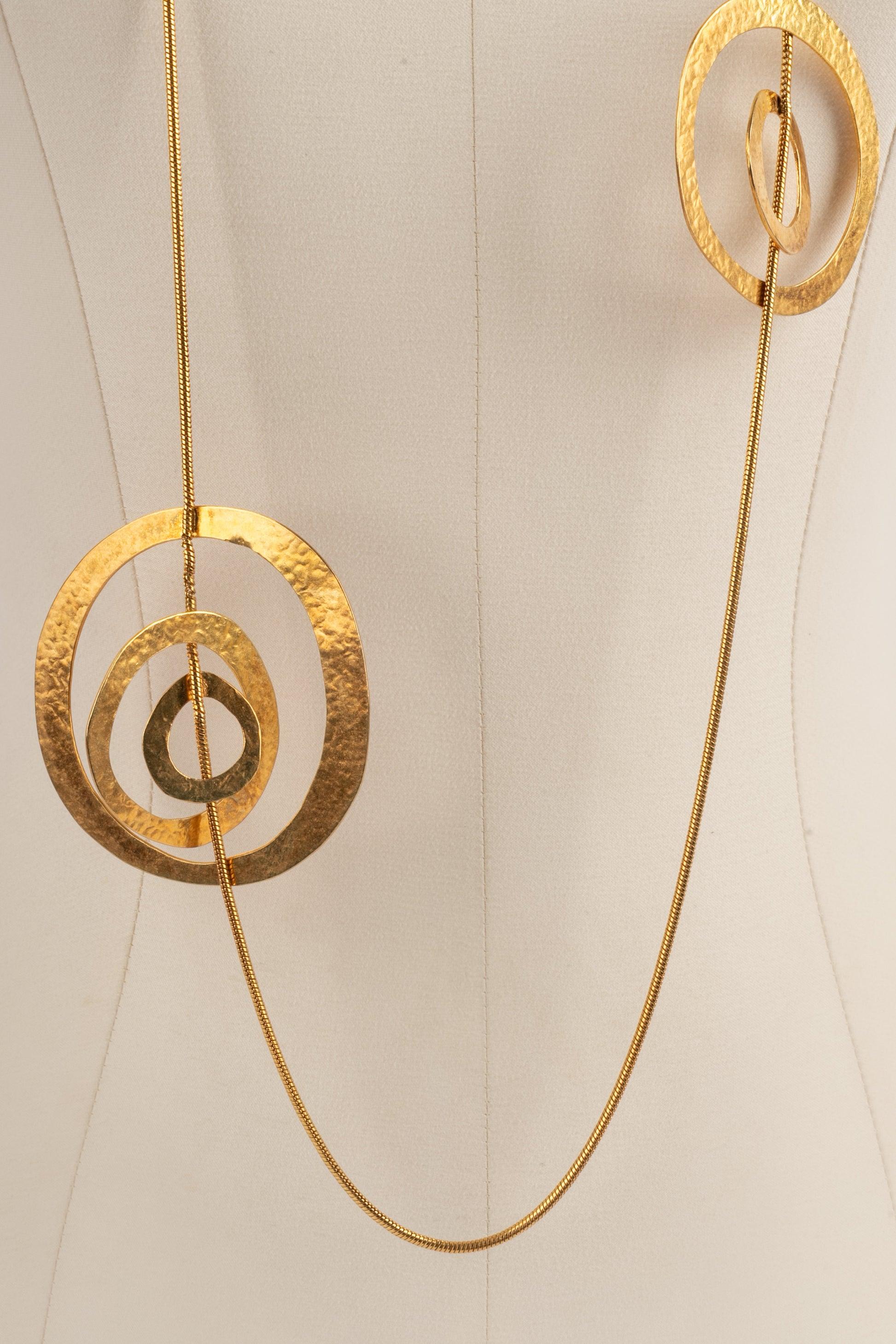 Van Der Straeten Golden Beaten Brass Necklace, 2000s For Sale 4