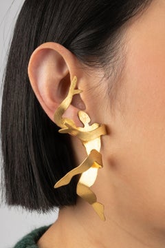 Van Der Straeten Golden Metal Clip-On Earrings Representing Figures