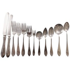 Ensemble de couverts de table en argent sterling Van Dyke par International, lot de 12, 157 pièces