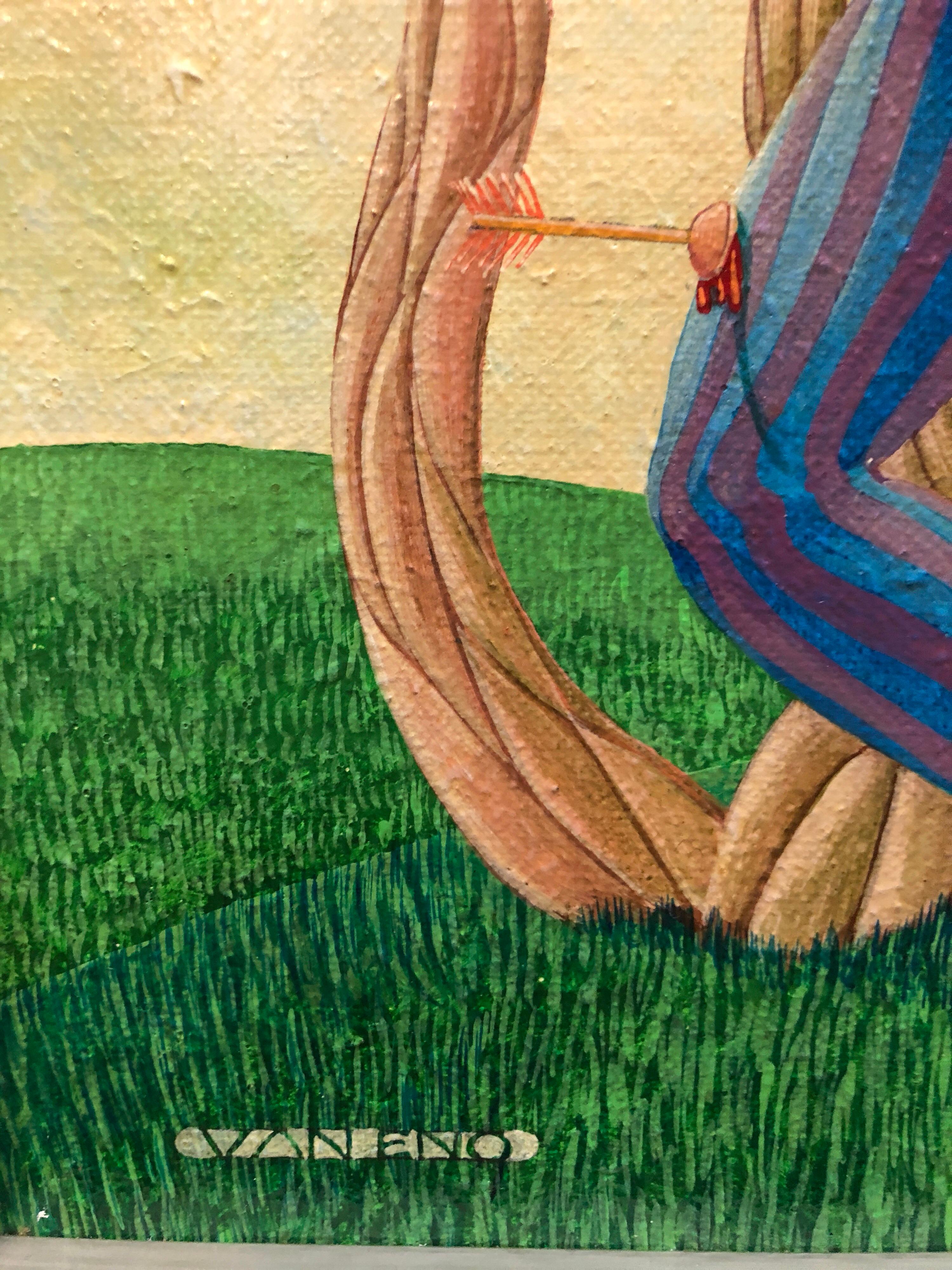 Saint Ketchup, Whimsical Surrealist Key West Conch Republic Painting - Beige Figurative Painting by Van Eno