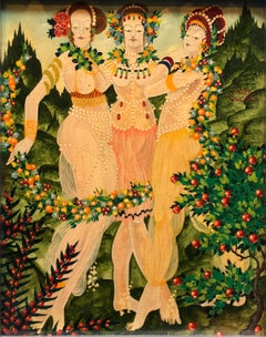 Retro Three Virgins, Whimsical Surrealist Key West Conch Republic Painting
