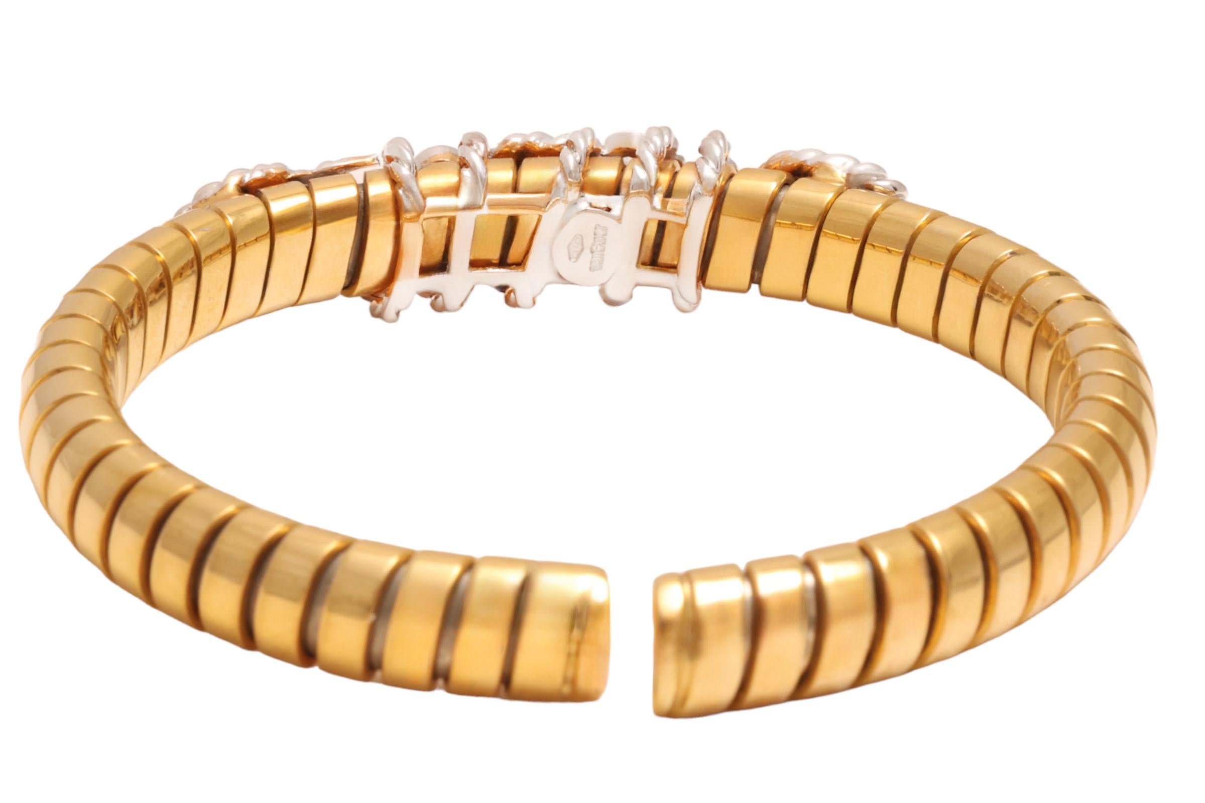 Van Esser Flexibles Armband aus 18 Karat Gold mit Diamanten, Cabochon, Saphiren und Rubinen im Angebot 3
