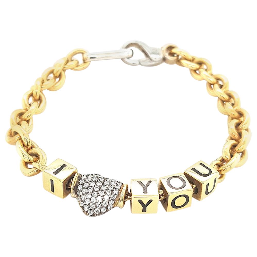 "I Love You" Diamond Gold Bracelet at 1stDibs i love you diamond