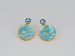 Van Gogh Almond Blossom earrings with topaz and Mother of pearl