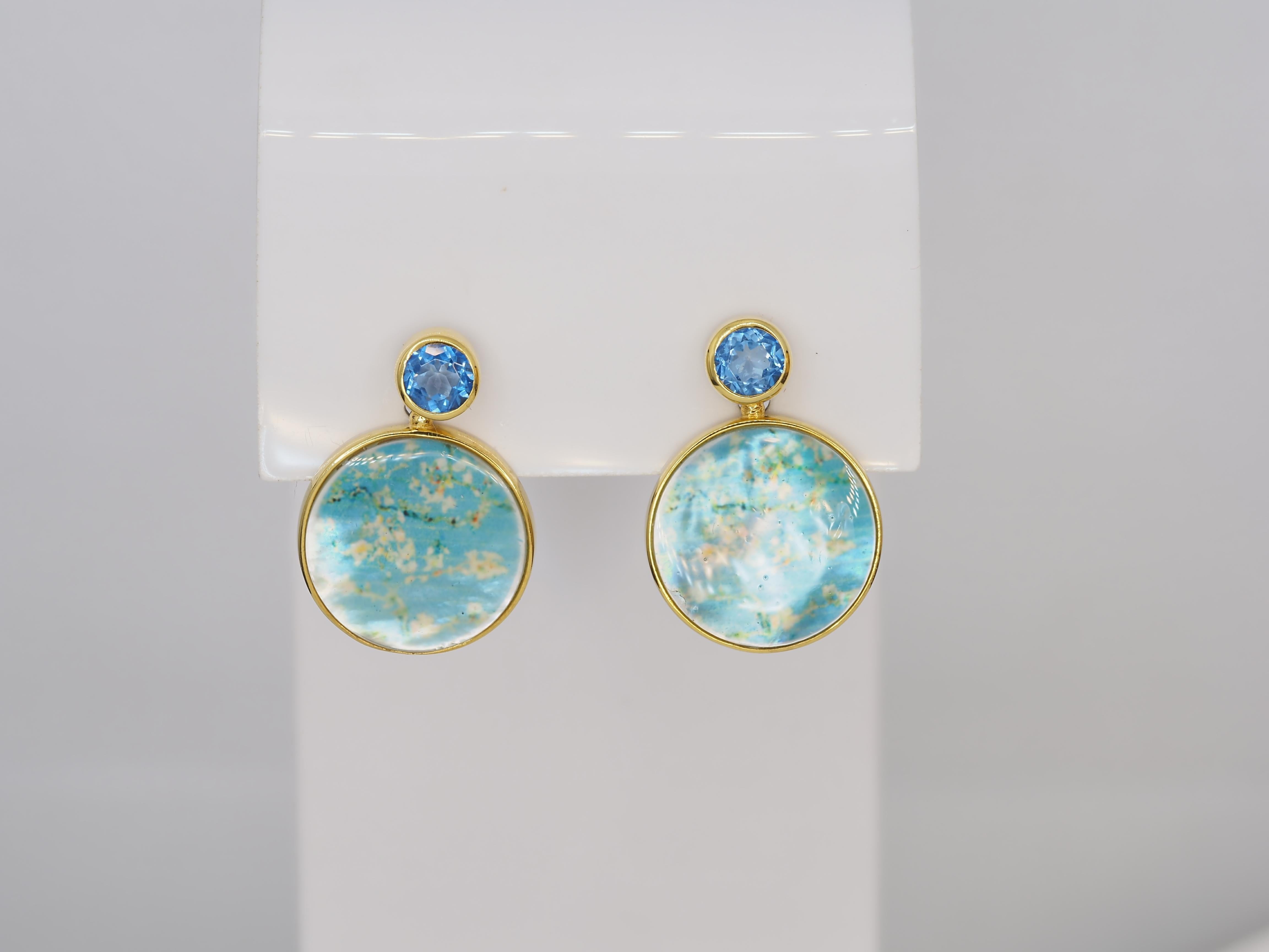 da uomo o donna Orecchini Van Gogh Mandorlo in fiore con topazio e madreperla in vendita