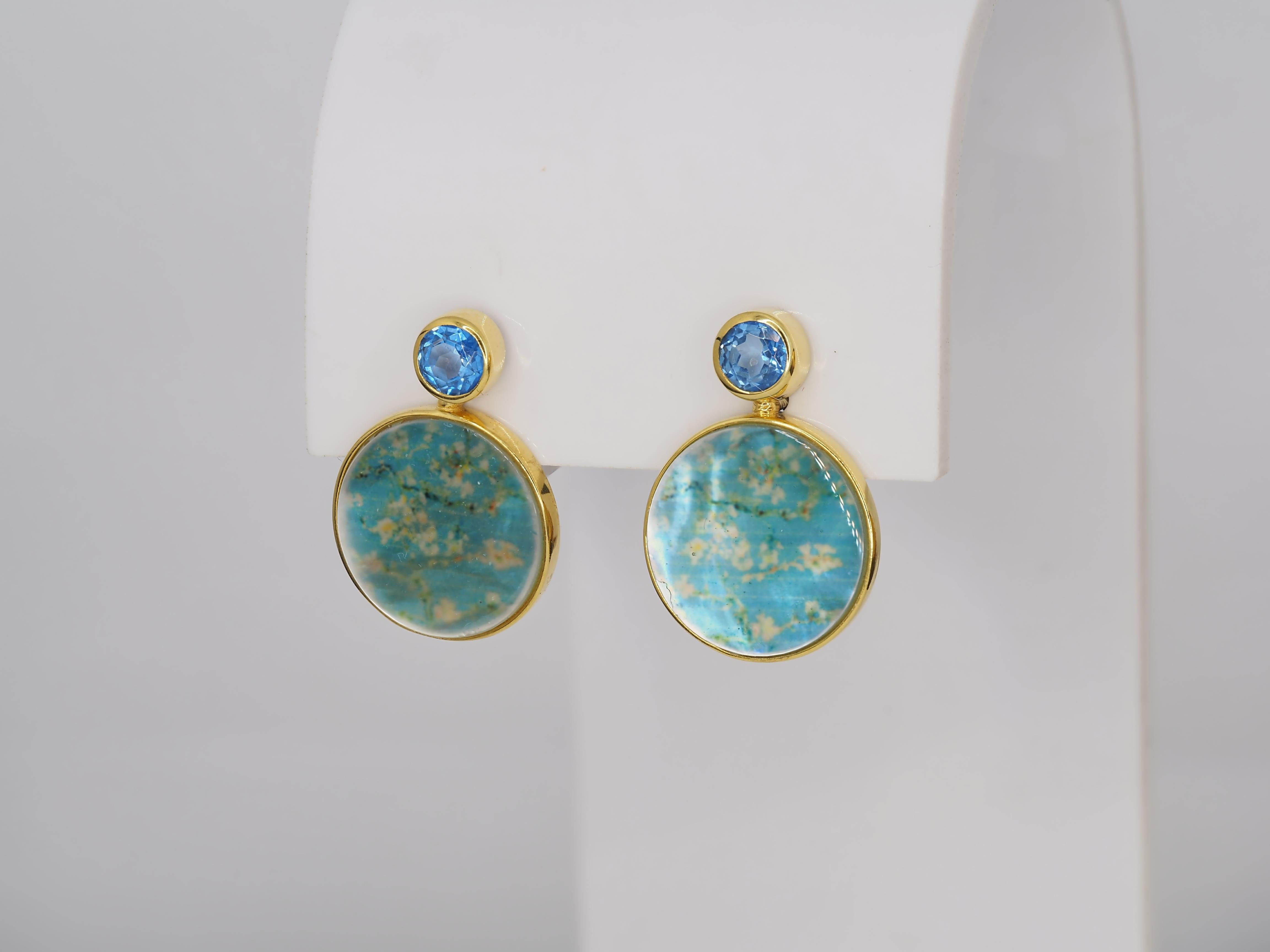 Orecchini Van Gogh Mandorlo in fiore con topazio e madreperla in vendita 1