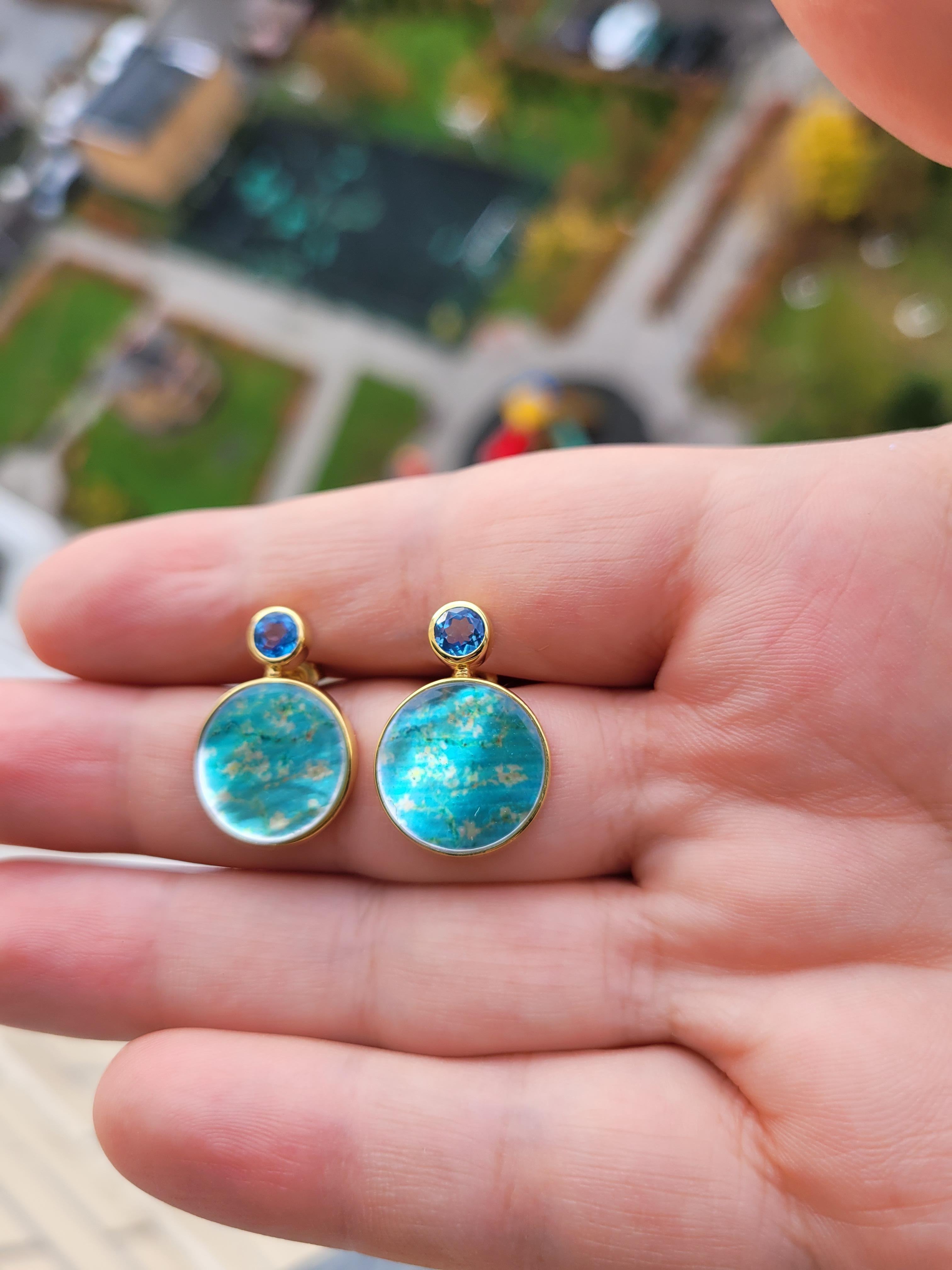 Orecchini Van Gogh Mandorlo in fiore con topazio e madreperla in vendita 3