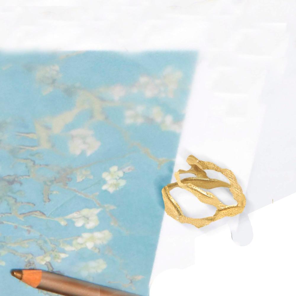 Bague Van Gogh en or 18 carats et diamants Unisexe en vente