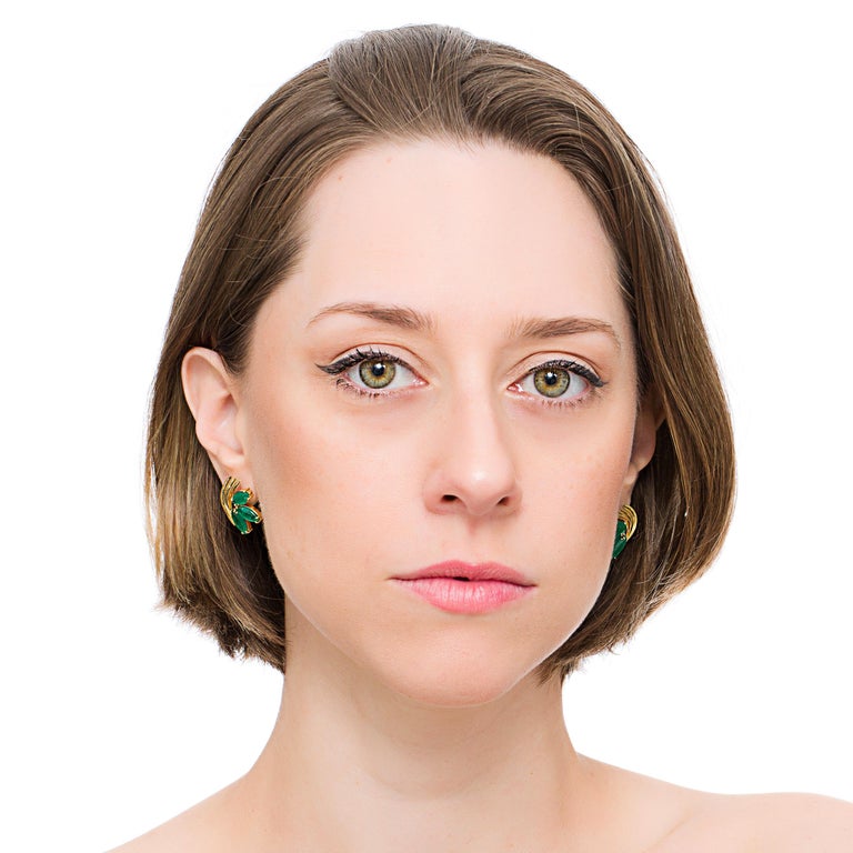 Van Gogh Green Field Emerald Earrings 'Emerald, 18k Gold' For Sale at 1stDibs