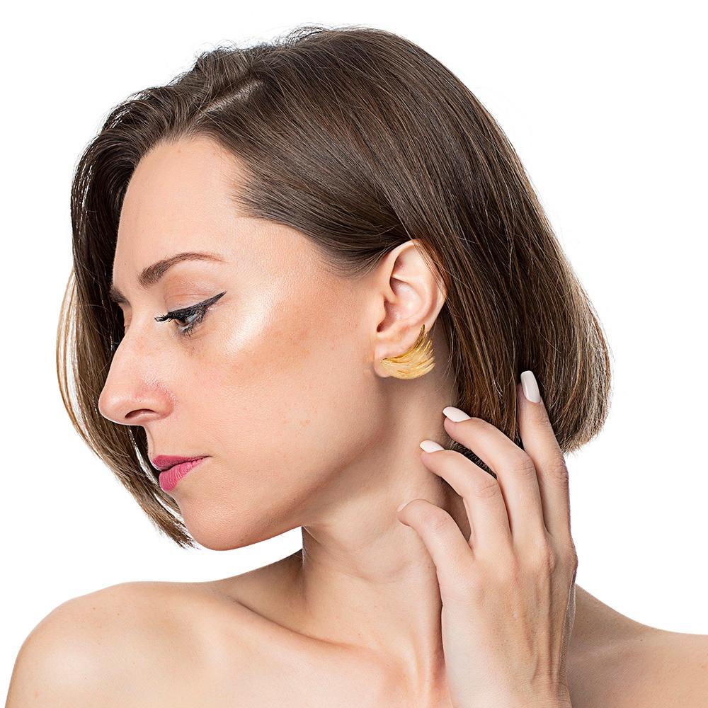Contemporary Van Gogh Green Field Gold Earrings '18k Gold' For Sale