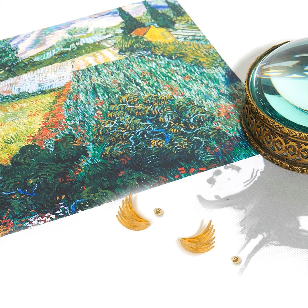 Van Gogh Green Field Gold Earrings '18k Gold' In New Condition For Sale In asa norte, BR