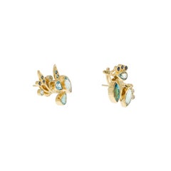 Van Gogh Irises Earrings 'Diamond, Sapphire, Apatite, Topaz, 18k Gold'