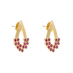 Van Gogh Poppies Earrings 'Ruby, 18k Gold '