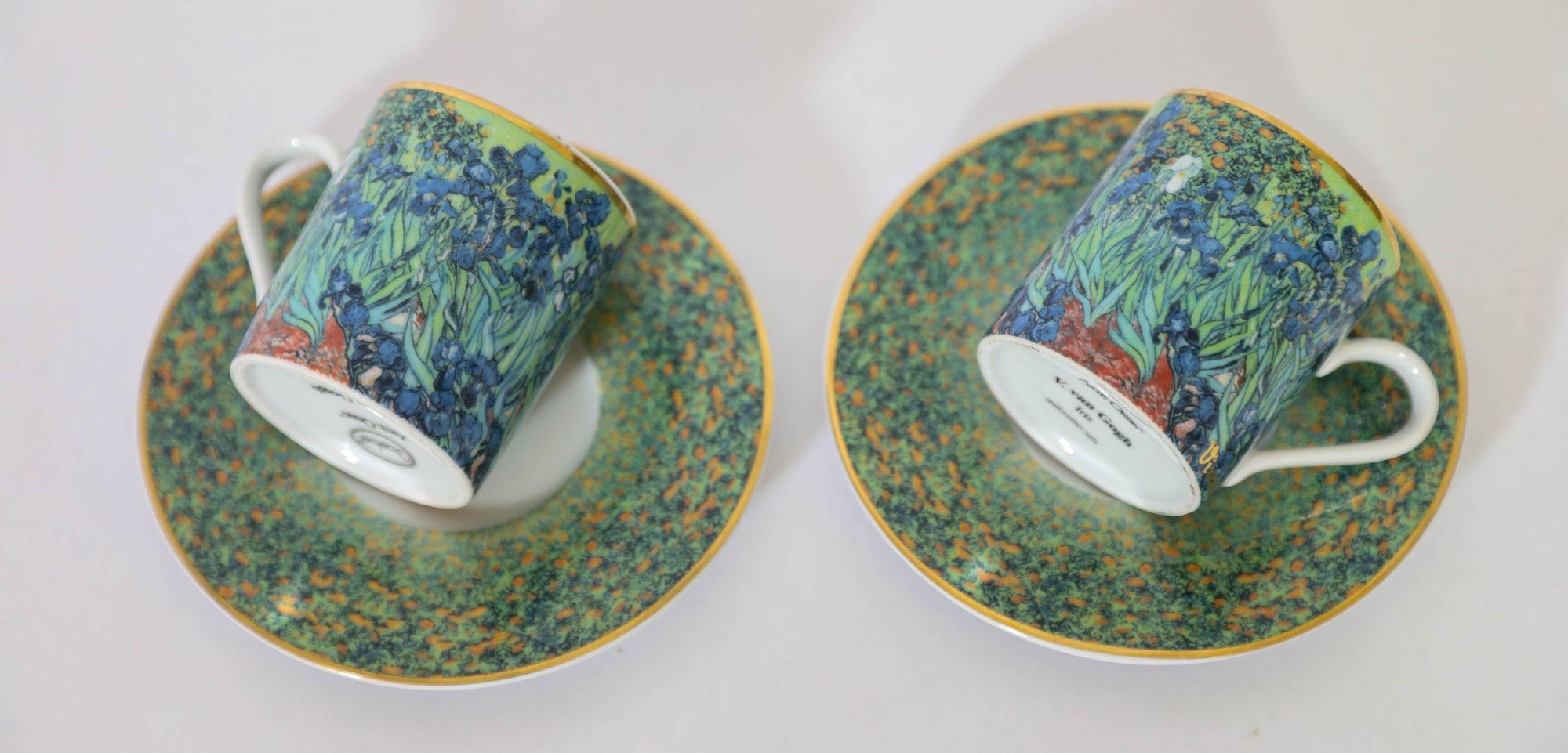 Juego de café espresso de porcelana Iris de Van Gogh Expresionista en venta