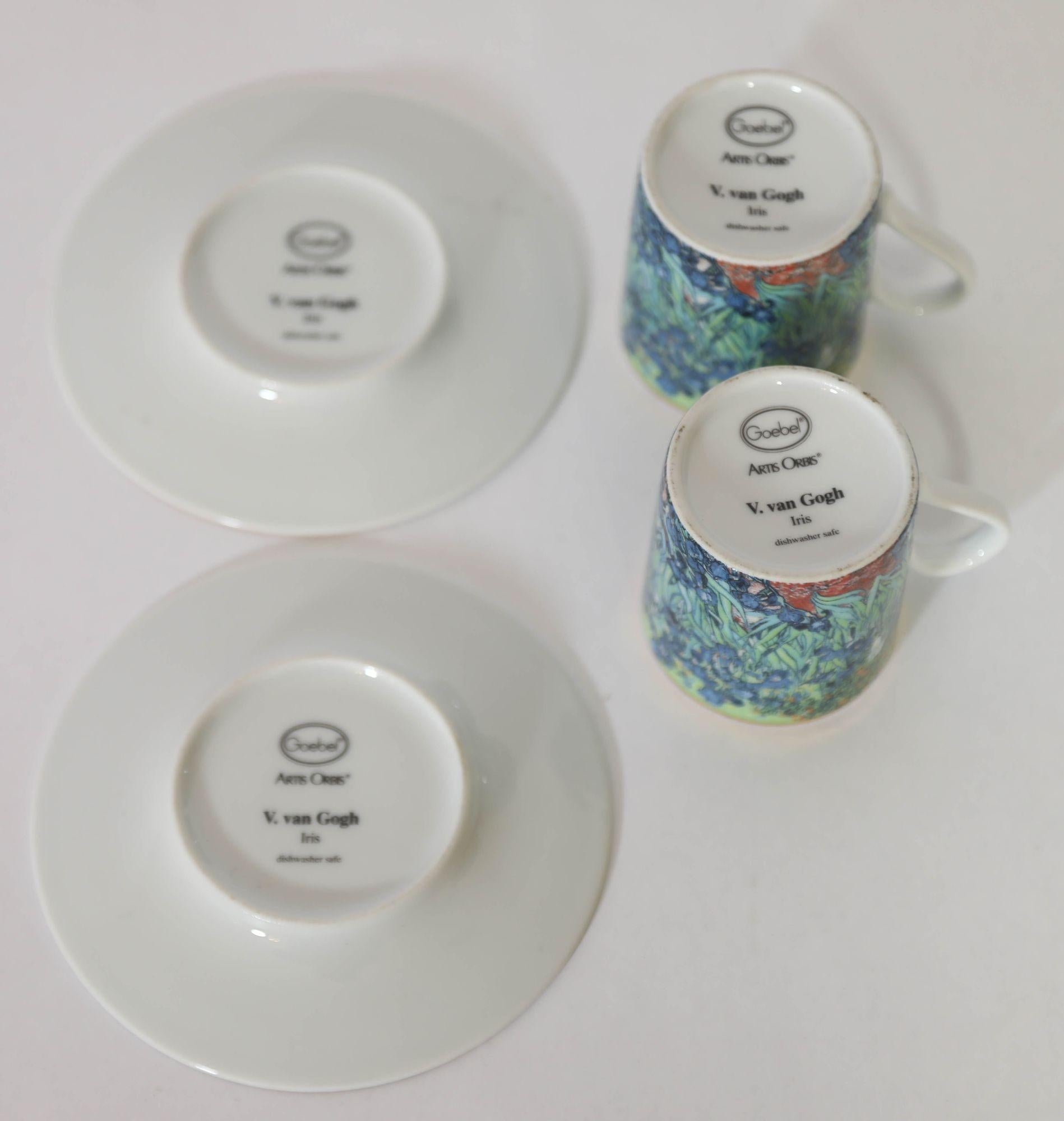 Juego de café espresso de porcelana Iris de Van Gogh siglo XX en venta