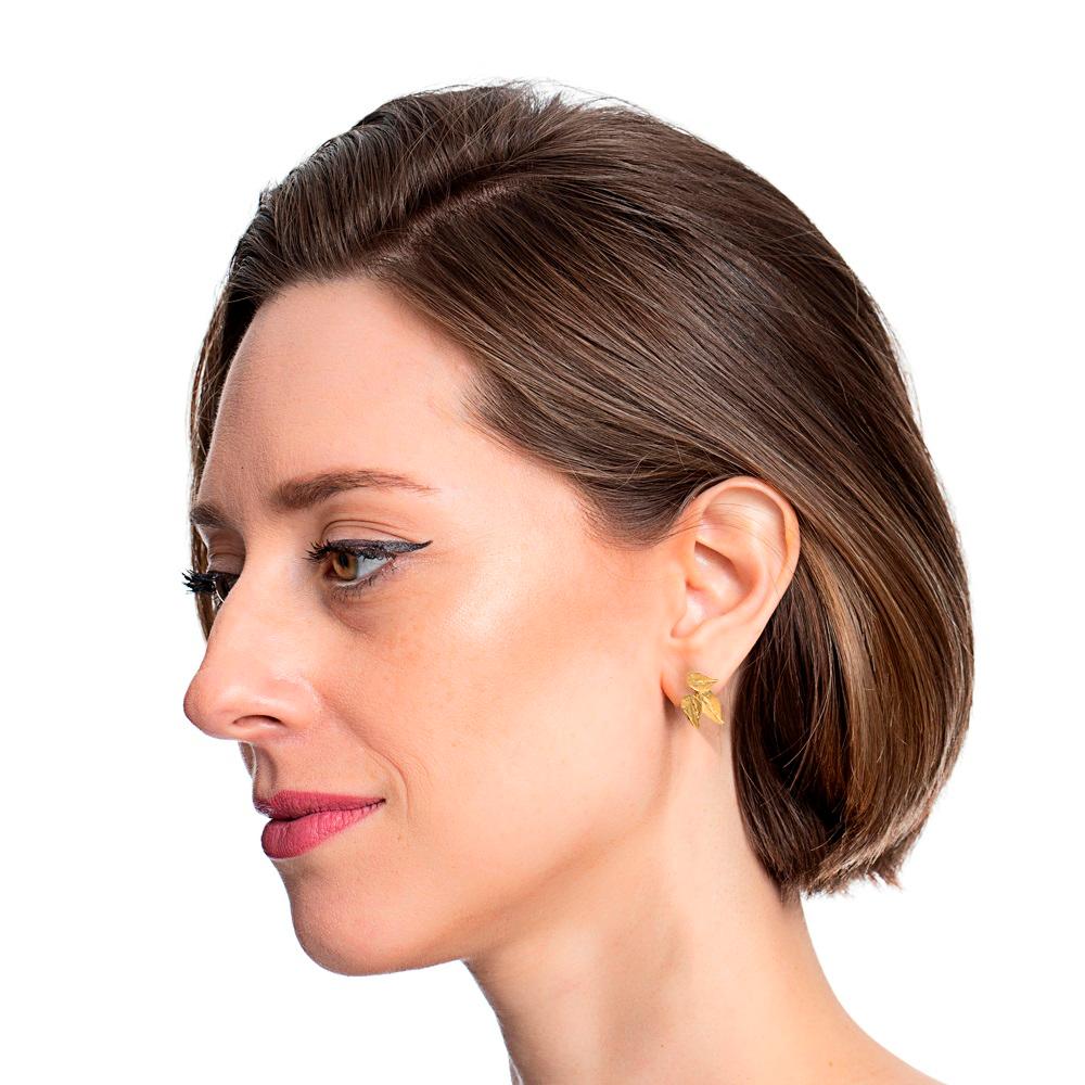 Contemporary Van Gogh Roses Gold Earrings '18k Gold' For Sale