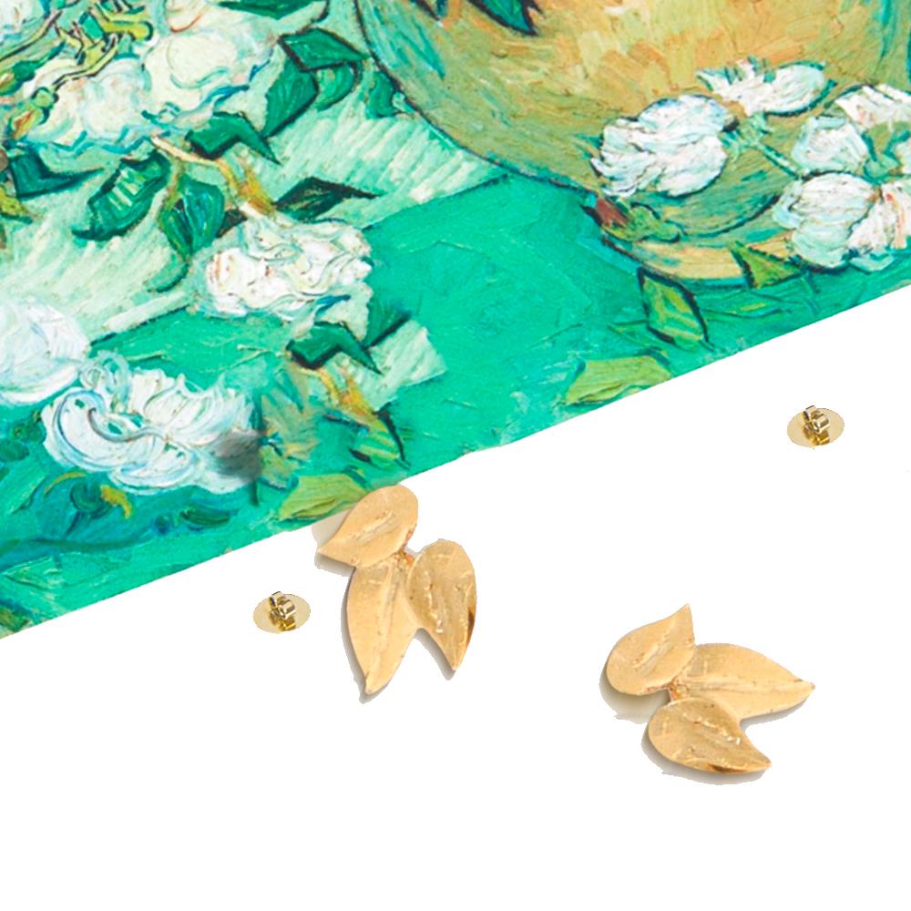Women's or Men's Van Gogh Roses Gold Earrings '18k Gold' For Sale