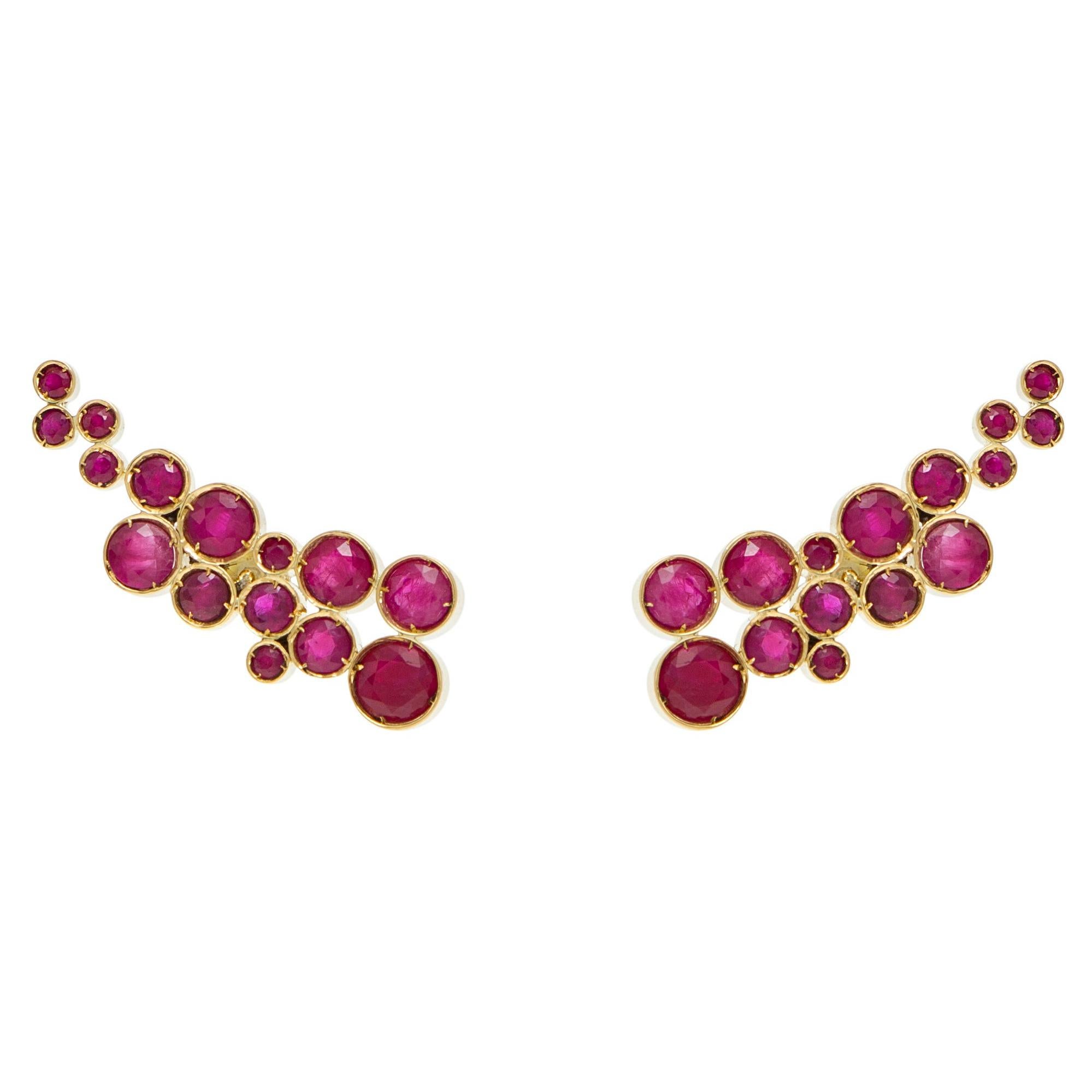 Van Gogh Salvias Earrings 'Ruby, 18k Gold' For Sale