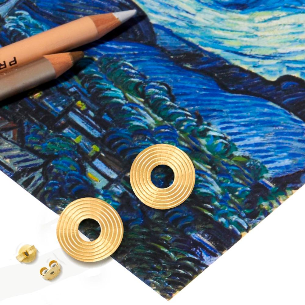 Contemporary Van Gogh Starry Night Gold Earrings '18k Gold' For Sale