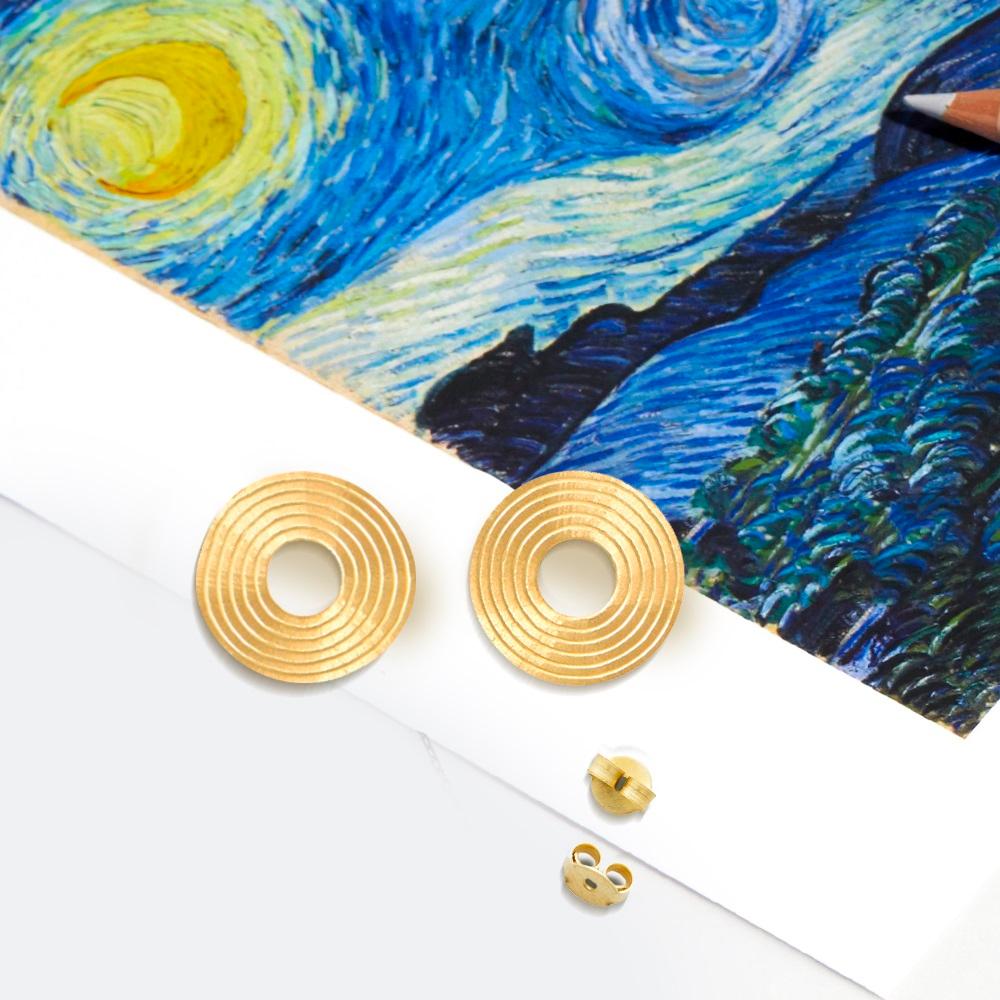 Van Gogh Starry Night Gold Earrings '18k Gold' In New Condition For Sale In asa norte, BR