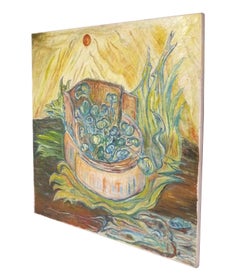 Van Gogh Style Large Scale Painting 62" x 62" Mid Century Modern Impressionist