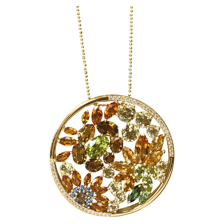 Van Gogh Sunflower Pendant in 18 Karat Yellow Gold at 1stDibs